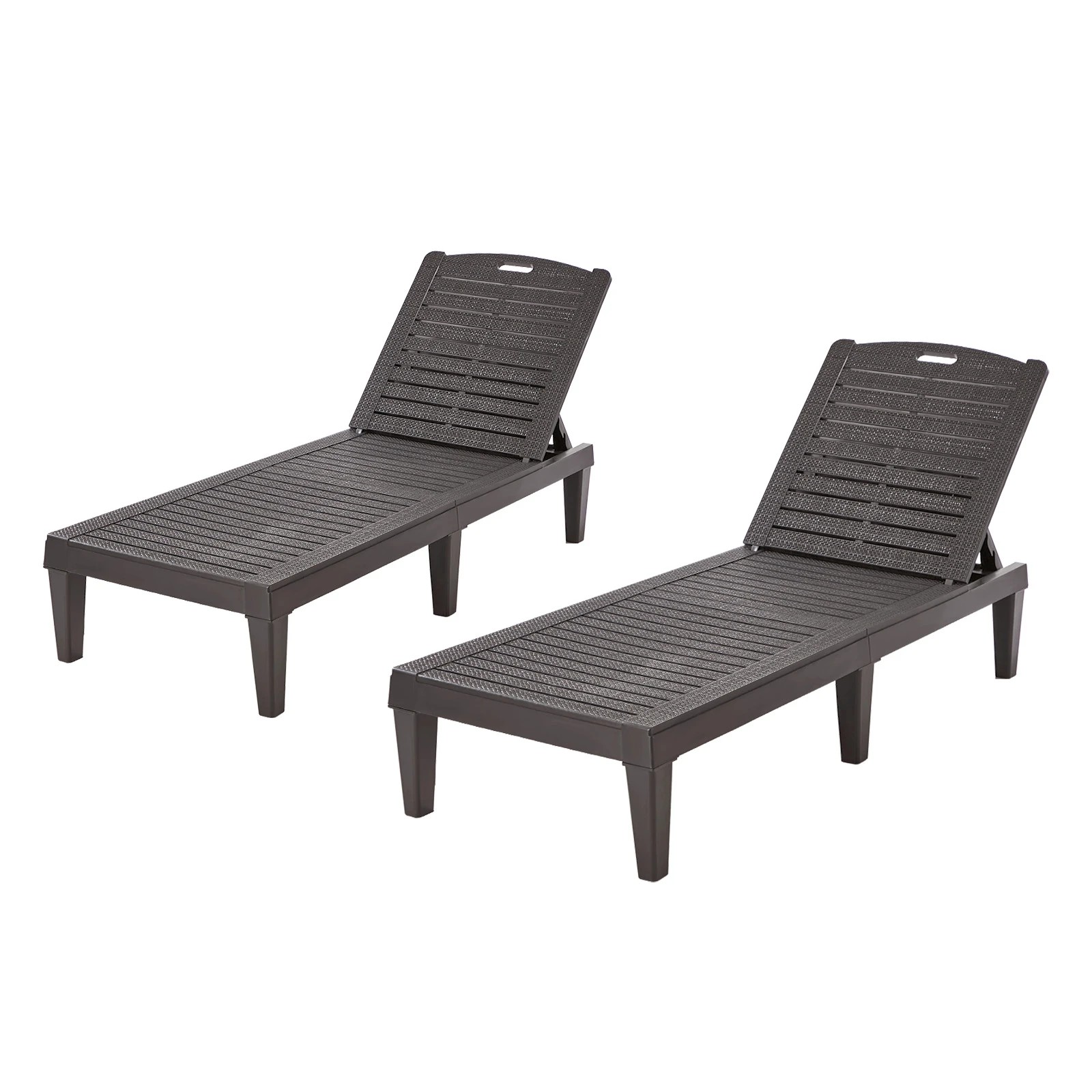 1 Livsip 2-Piece Sun Lounger Adjustable Recliner Chairs Patio Outdoor Furniture - Brown, 1 of 7