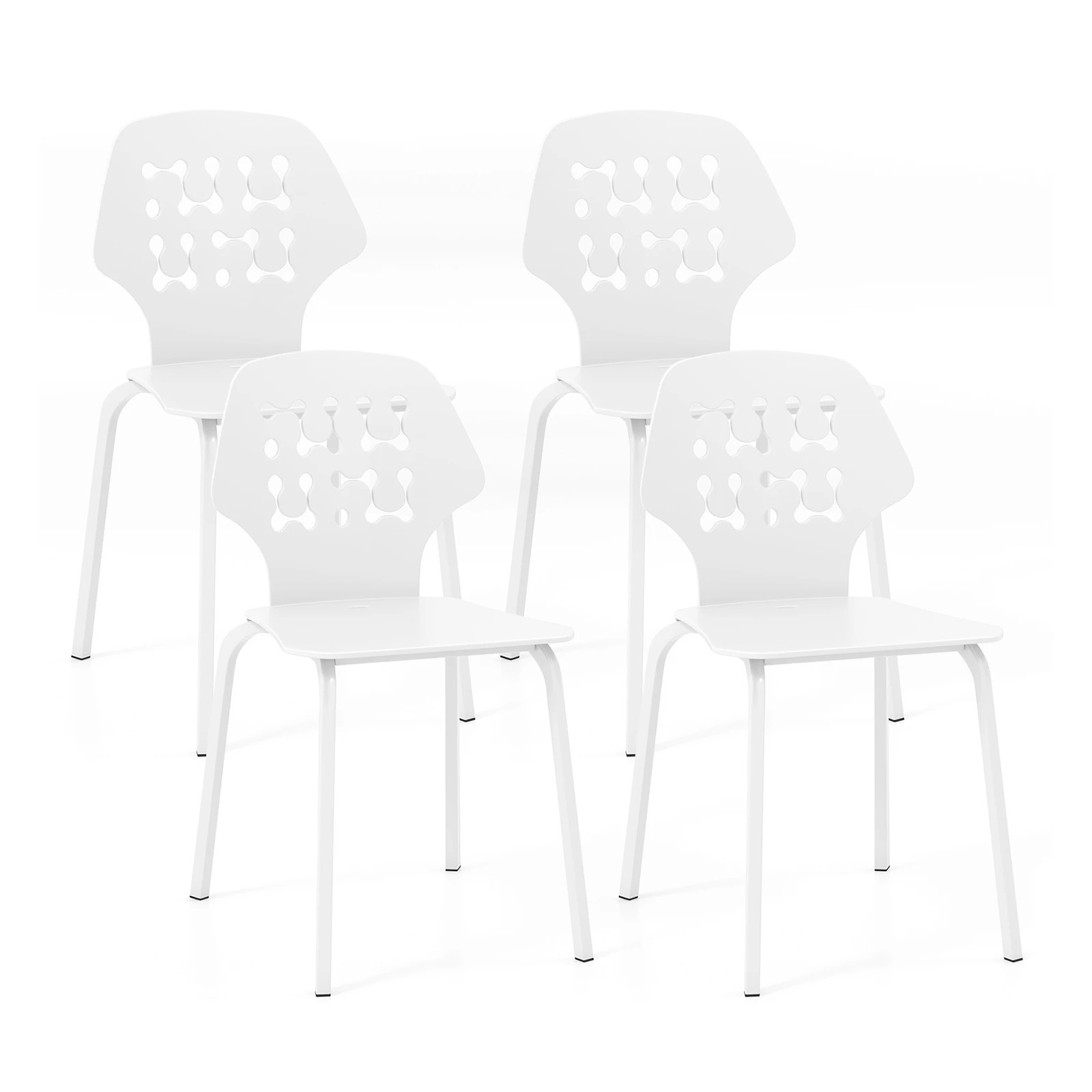 1 Costway 4x Dining Chairs Kitchen Chair w/Metal Legs Accent Side Chair - White, 1 of 1