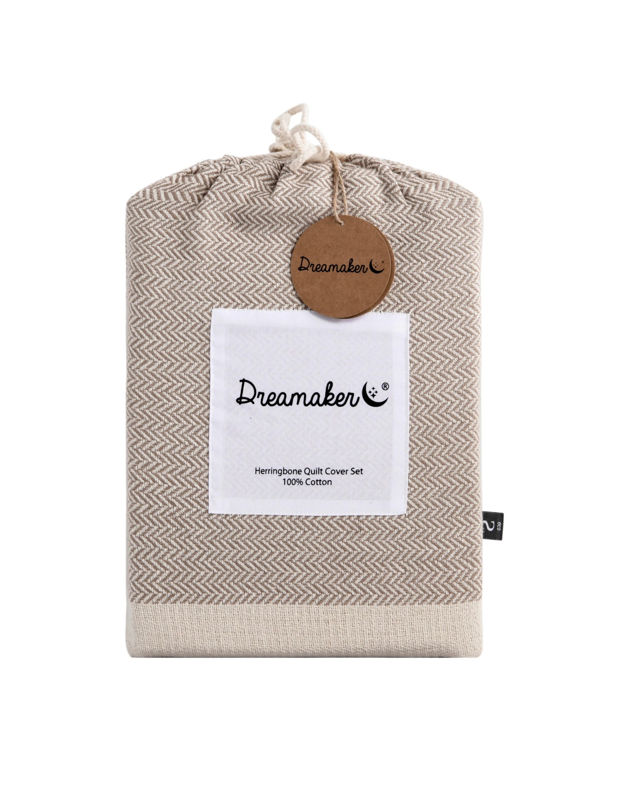 7 Dreamaker 100% Cotton Textured Herringbone Quilt Cover Set - Double Bed - Natural, 7 of 7