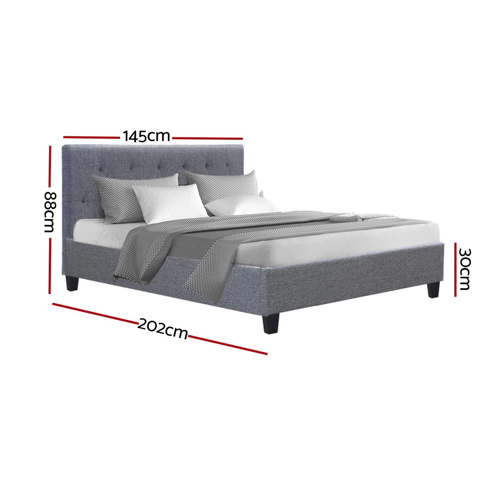 2 Artiss Bed Frame Double Size  VANKE - Grey, 2 of 10
