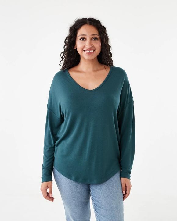 Long Sleeve Brushed V-Neck Top
