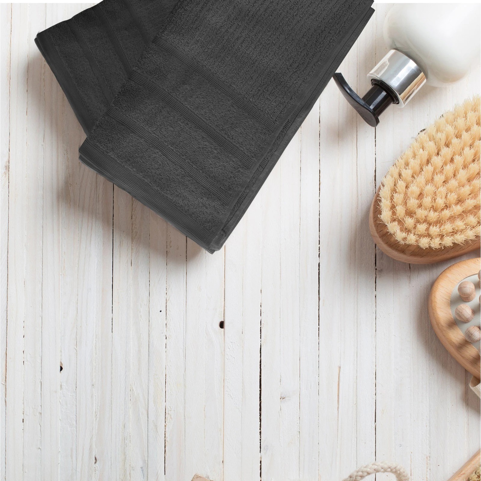 3 Royal Comfort Eden Cotton 600GSM 100% Cotton Luxury Bath Towels Set 8 Piece - Black, 3 of 4