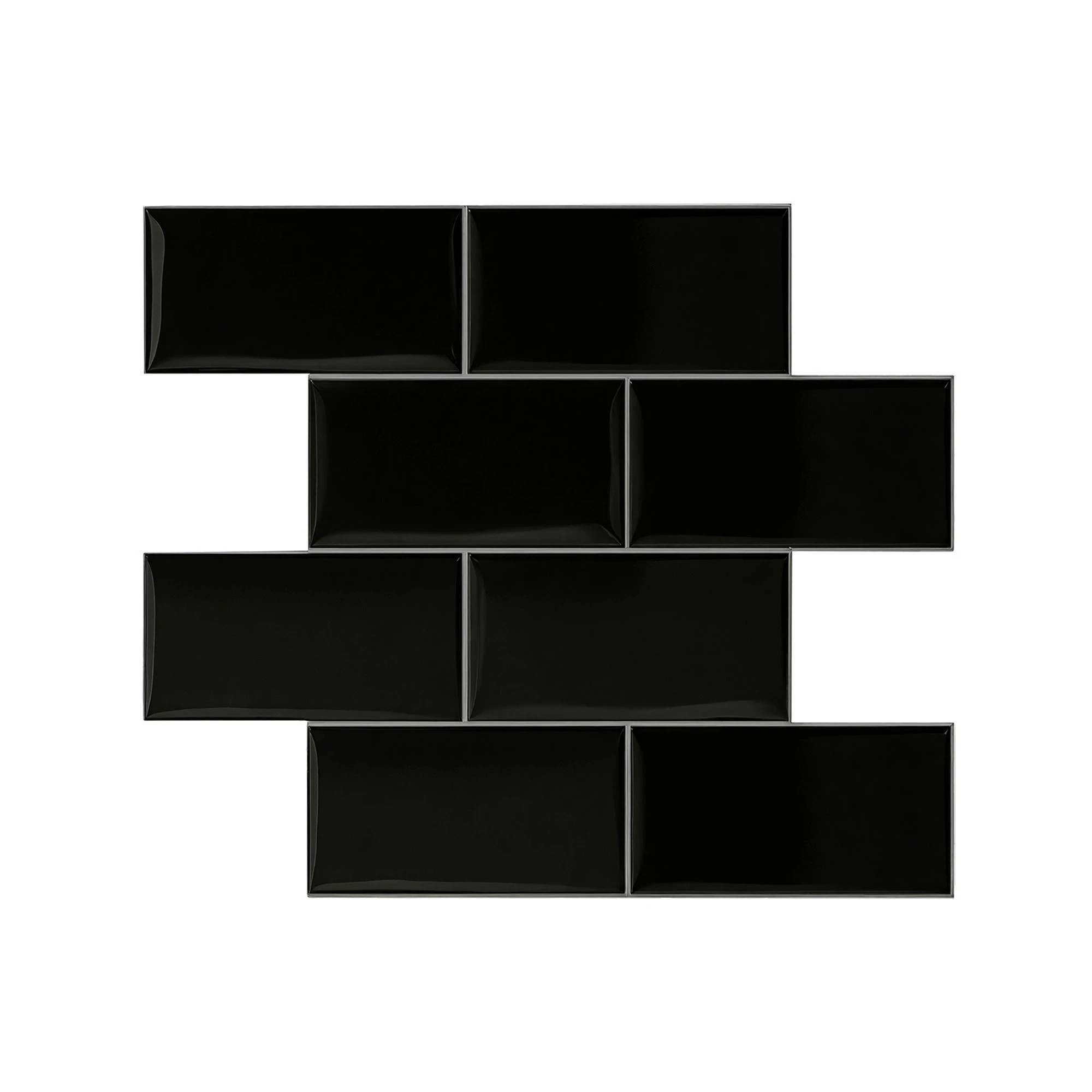2 Artiss 3D Peel and Stick Wall Tiles Self Adhesive Subway Backsplash 10 Sheets, - Black, 2 of 2