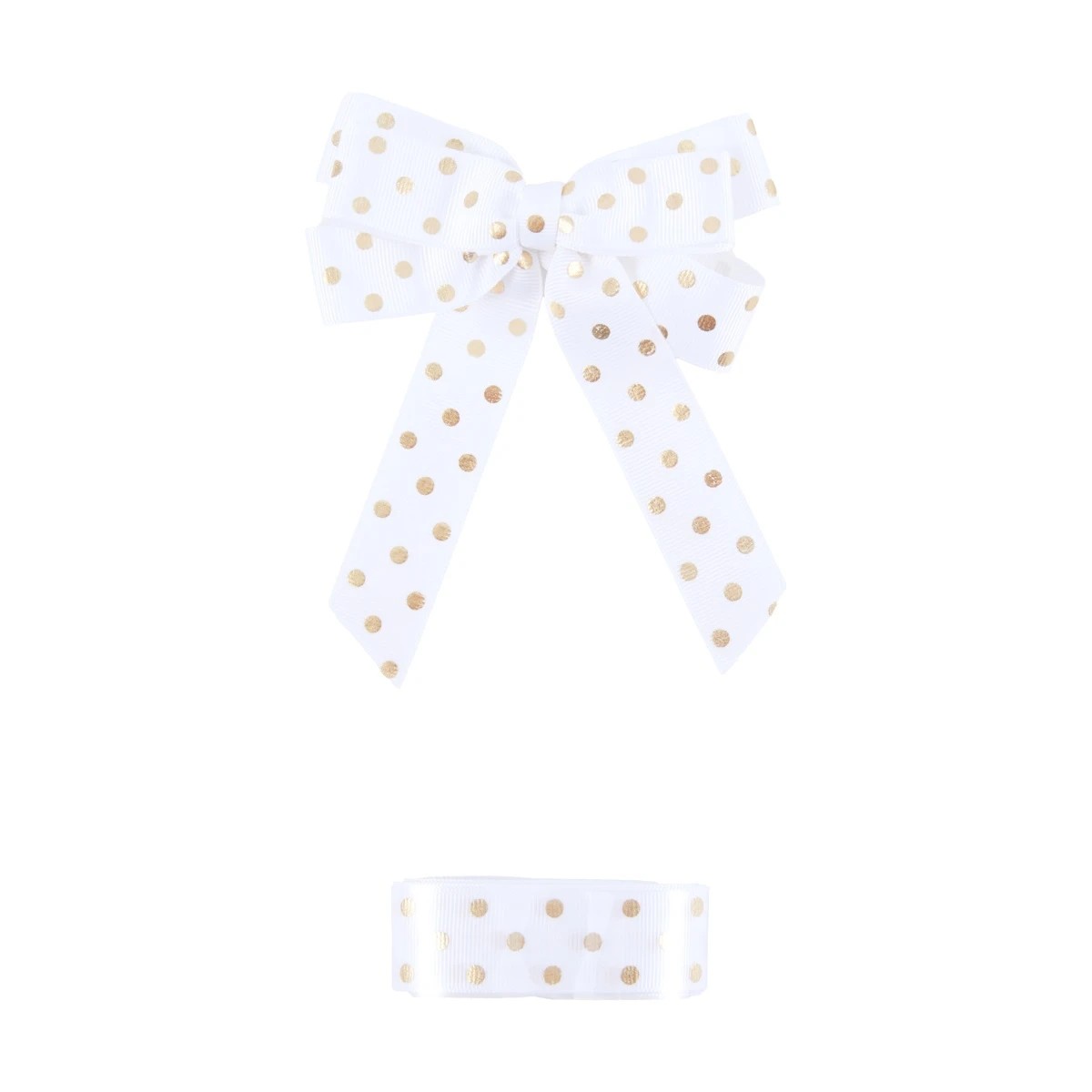2 2 Piece Fabric Bow and Ribbon Set - Gold Dot, 2 of 4
