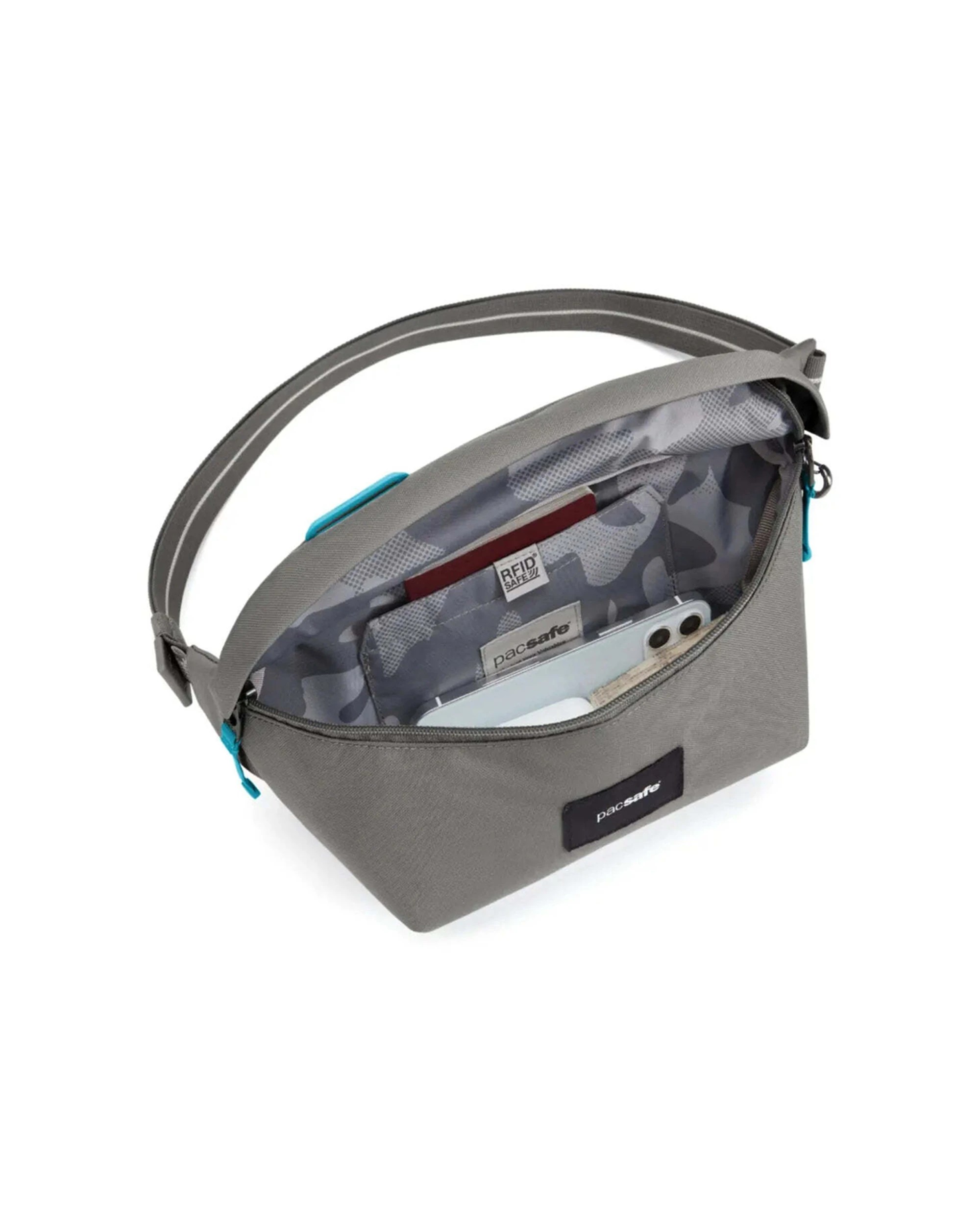 2 Pacsafe Go Anti-Theft Sling Pack RFID Blocking Pockets Cut Resistant Stone - Grey, 2 of 8
