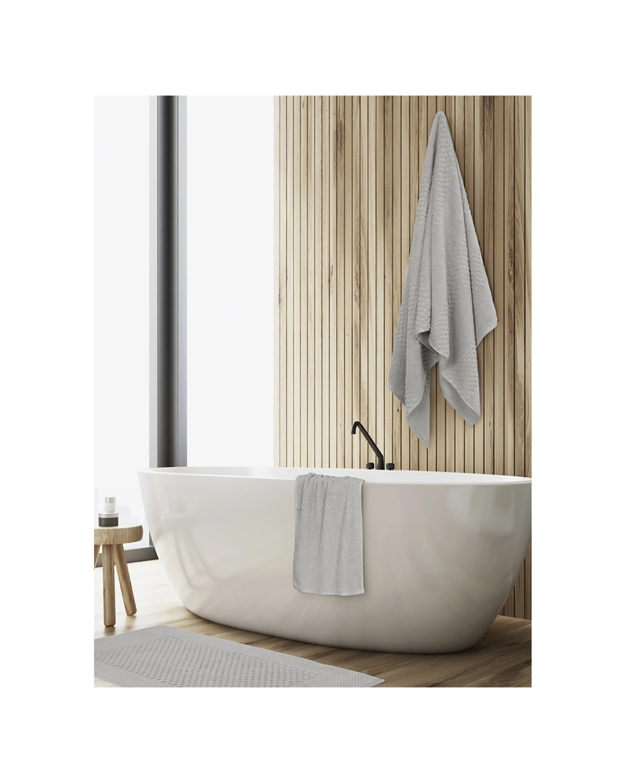 3 Algodon 3PK 100% Cotton Bathroom Hand Towel 40x70cm - Grey, 3 of 3