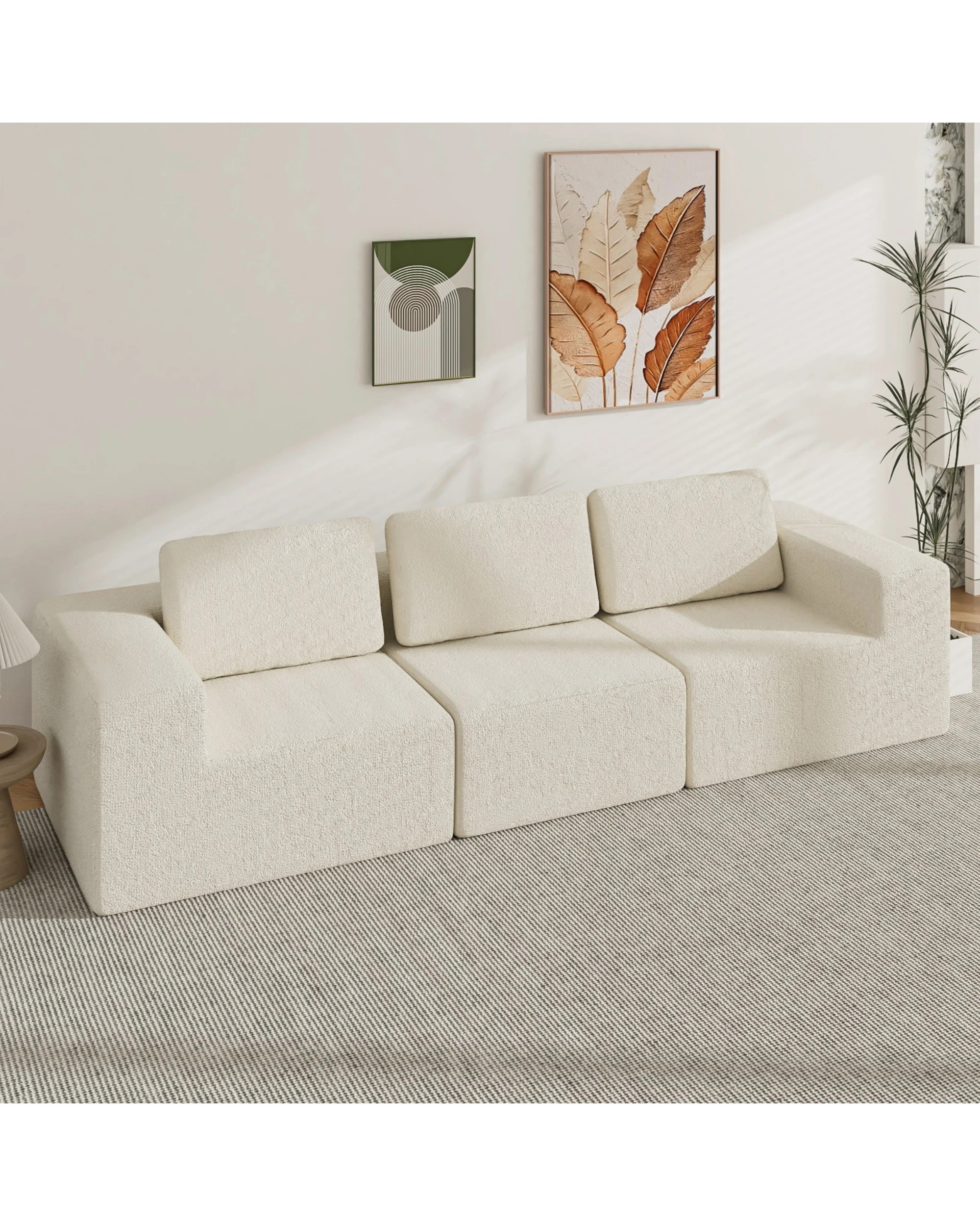 3 Advwin 265cm 3 Seater Sofa Chenille Fabric Modern Modular Sectional Couch No Assembly Foam Modular Sofa, 3 of 4