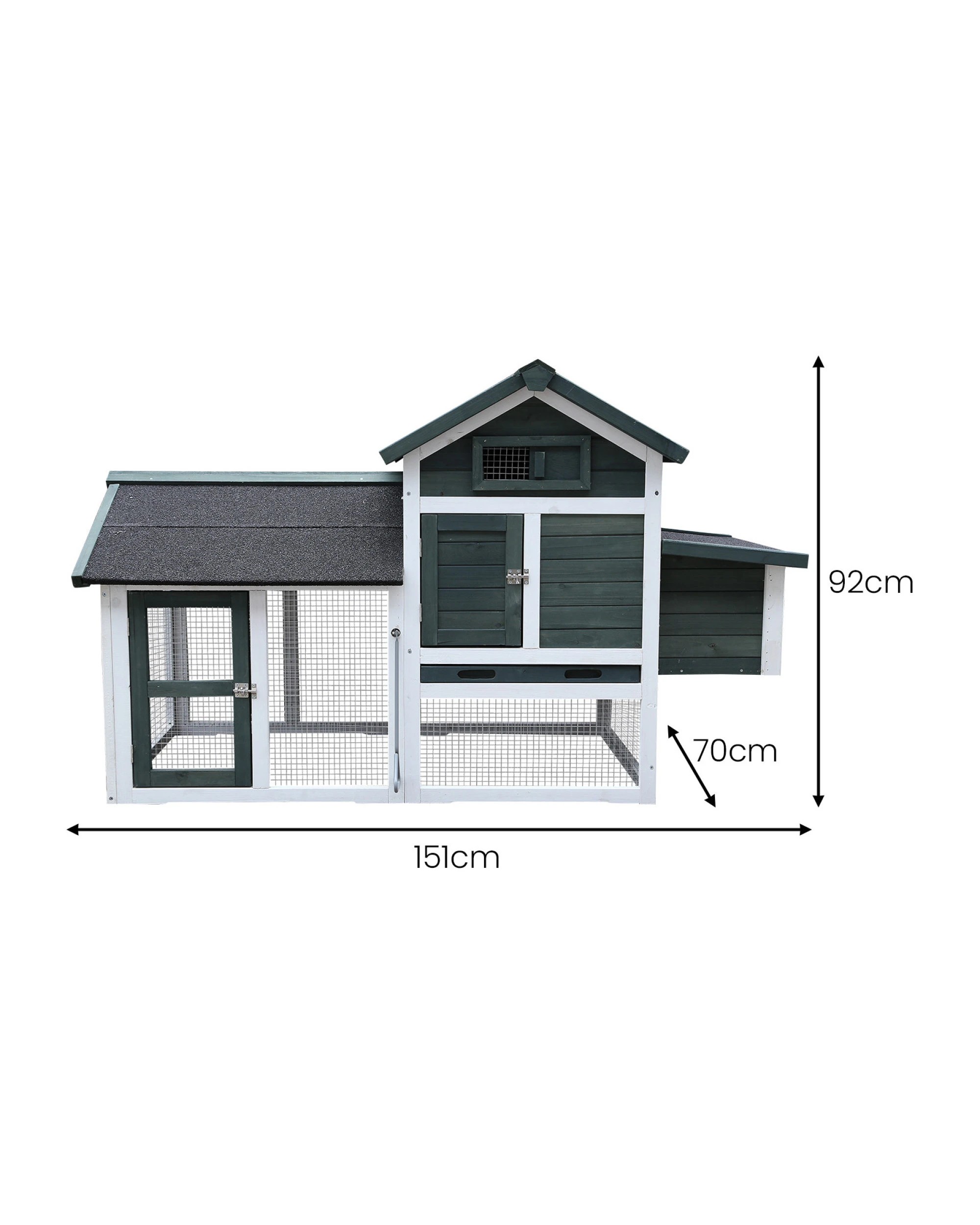 3 Furtastic Large Chicken Coop and Rabbit Hutch With Ramp - Green, 3 of 9