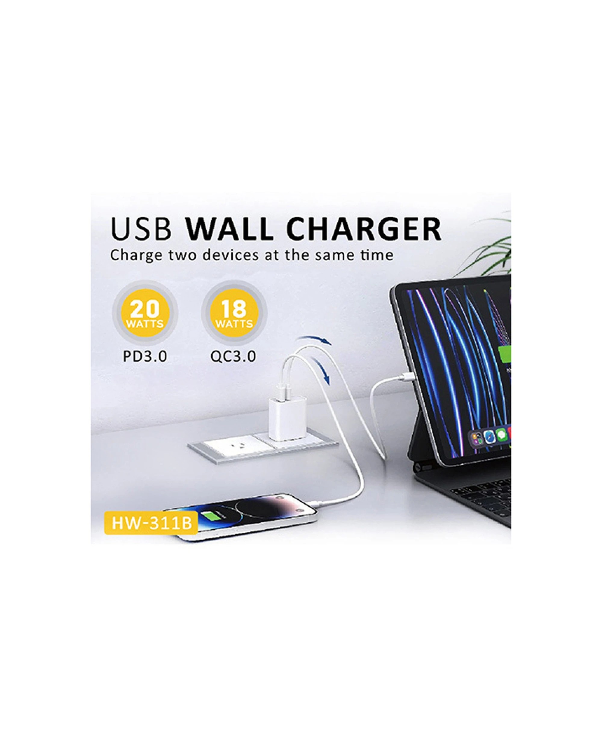 3 Sansai 20W USB A And C Compact Wall Quick Charger Plug Travel Adapter - Assorted, 3 of 3