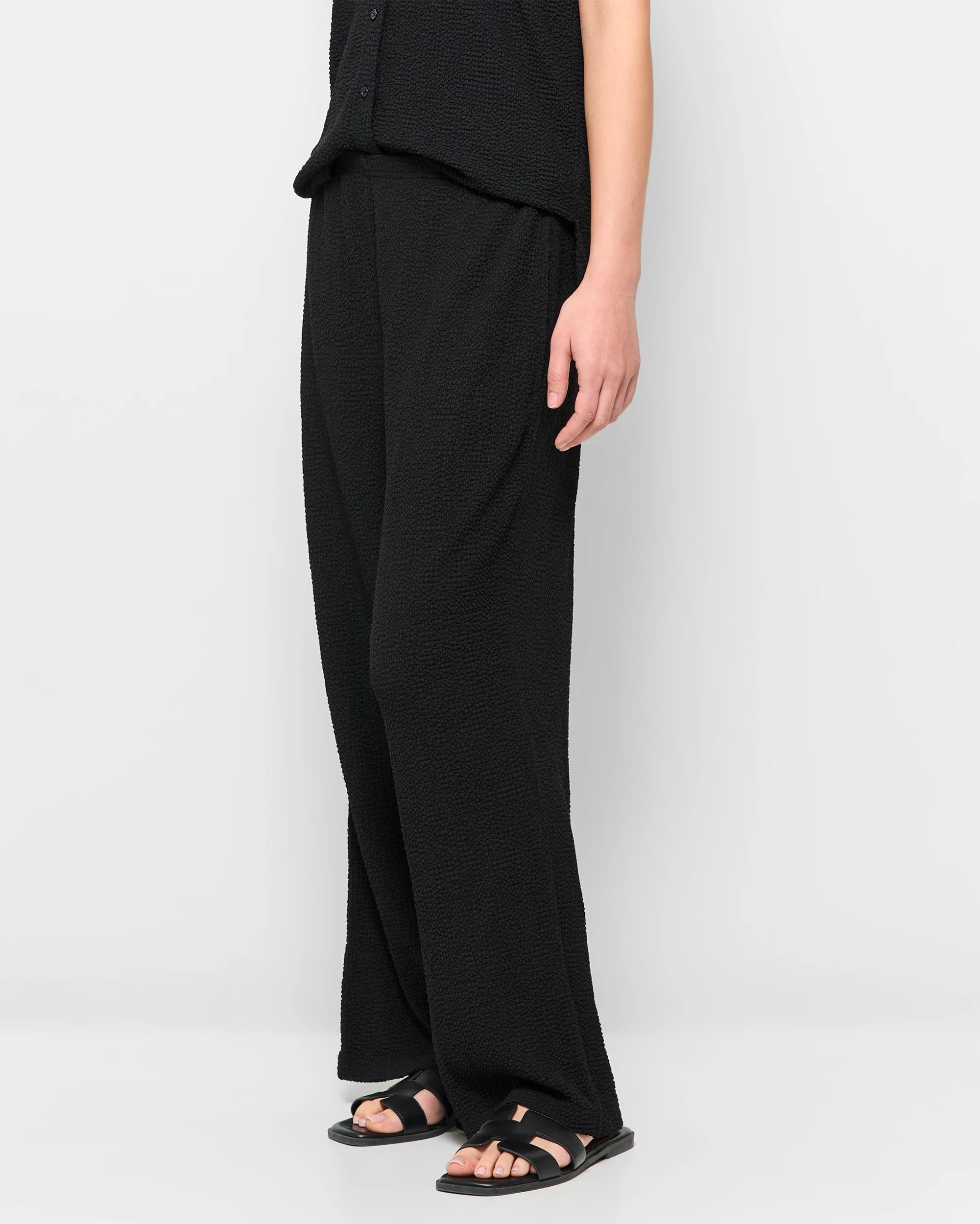 3 Target Textured Pull On Wide Leg Pants BLACK, 3 of 5