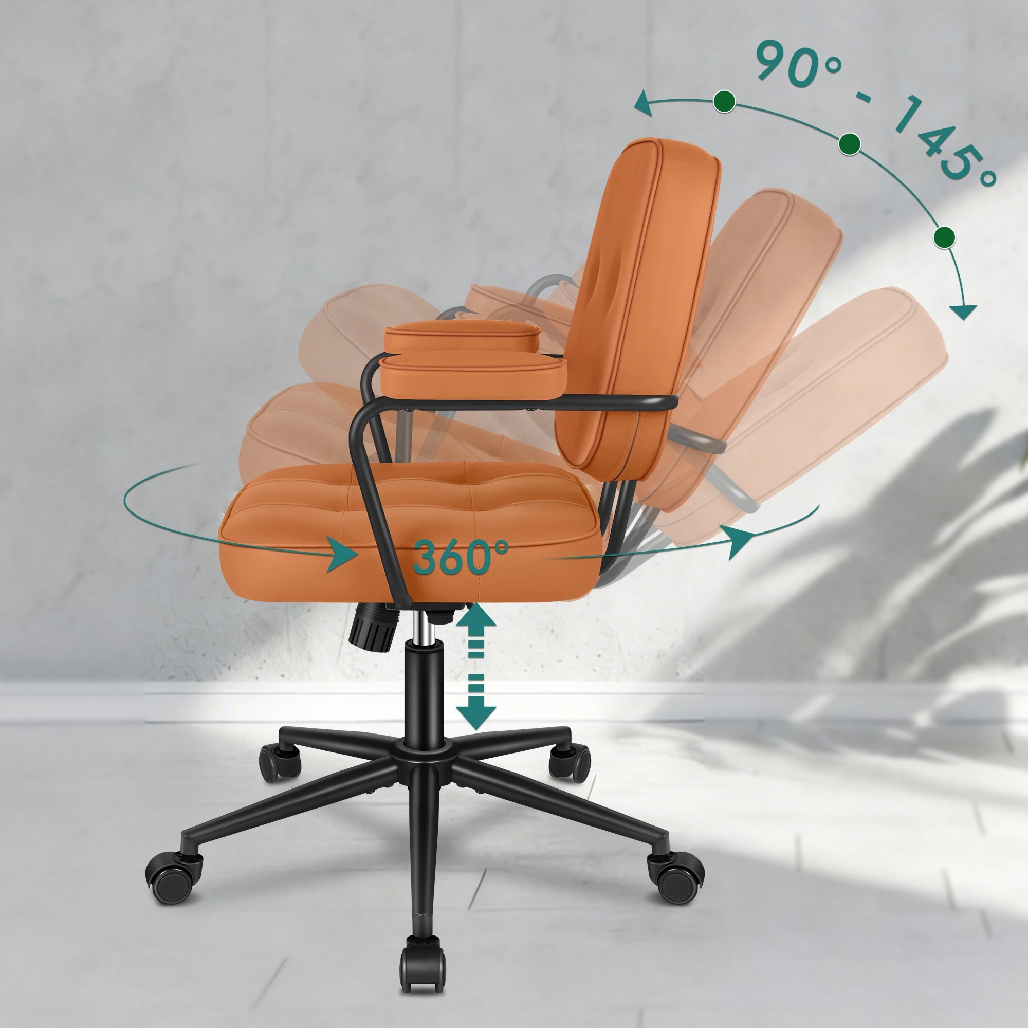 6 Alfordson Office Chair Ergonomic Executive Computer Work Seat PU Leather - Brown, 6 of 10