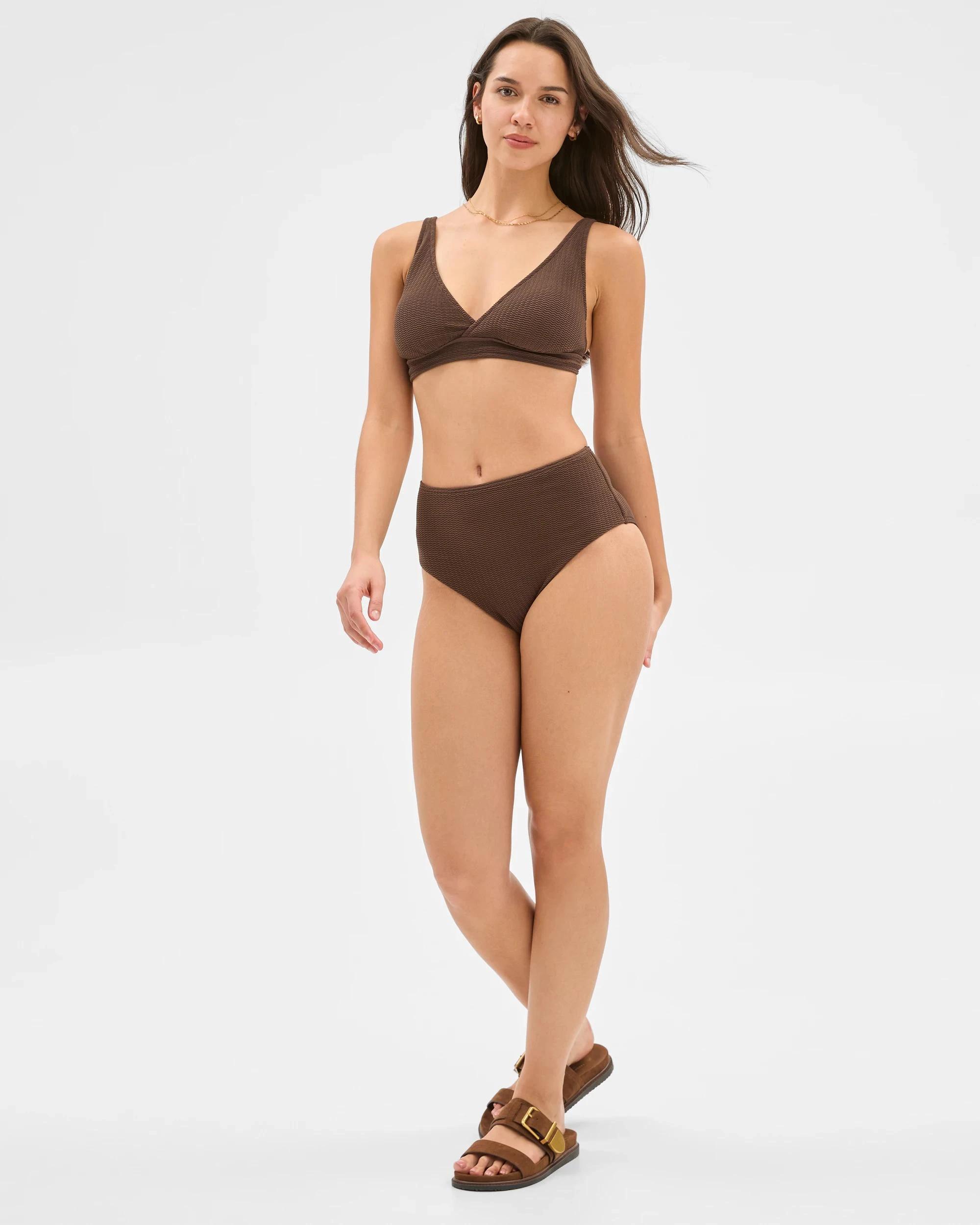 2 Target Resort Crinkle High Waisted Swim Bikini Bottoms CHOCOLATE, 2 of 6