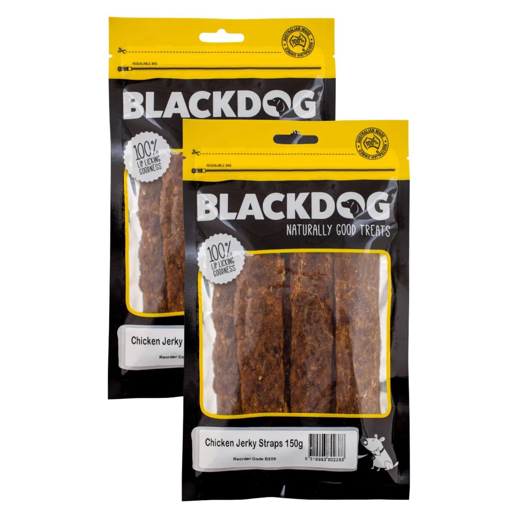1 Blackdog Chicken Jerky Straps 150g x 2pk, 1 of 1