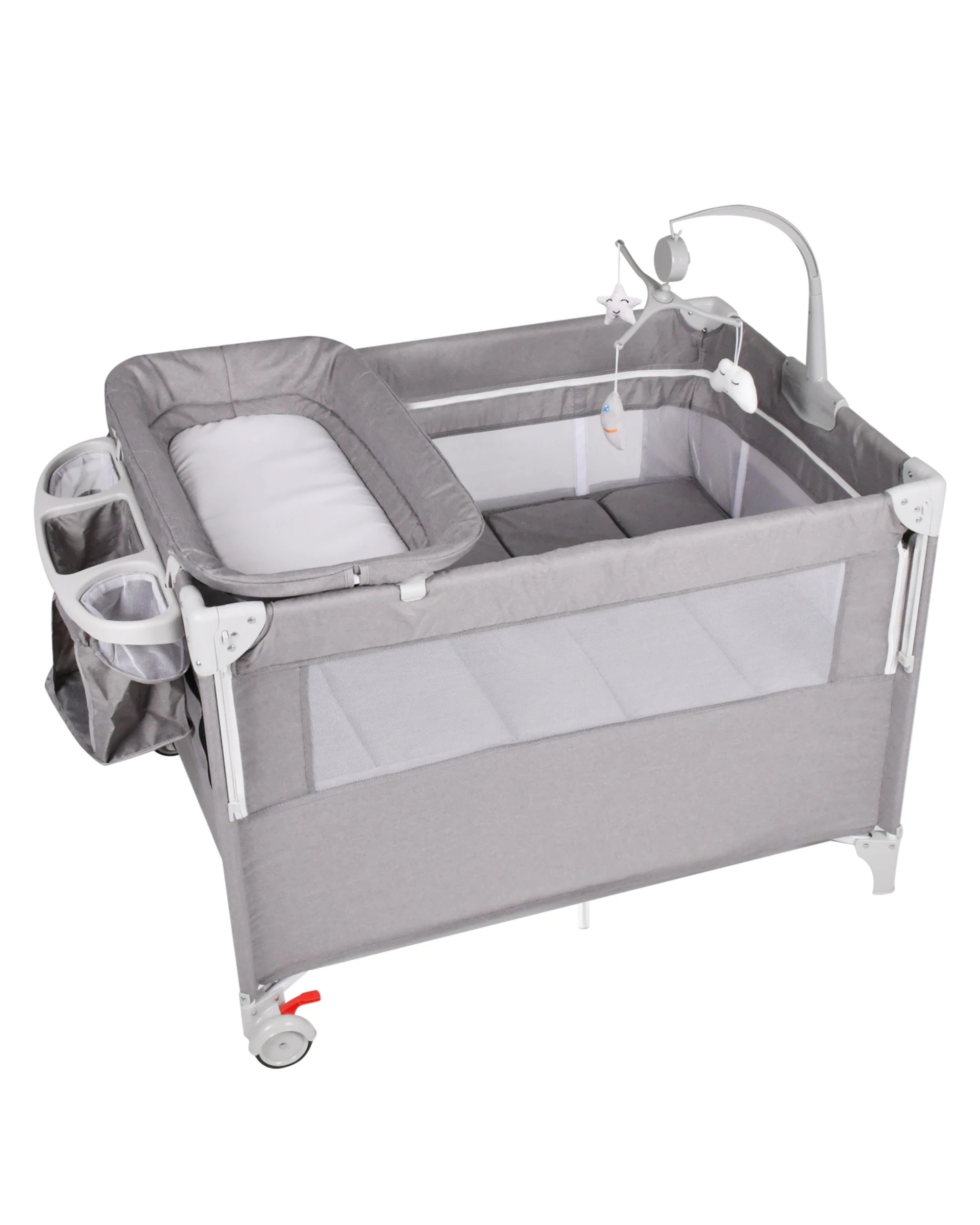 2 Advwin Foldable Baby Portacot with Diaper Changer Bedside Crib with Mattress Bassinet Playard with Musical Bell Hanging, 2 of 10