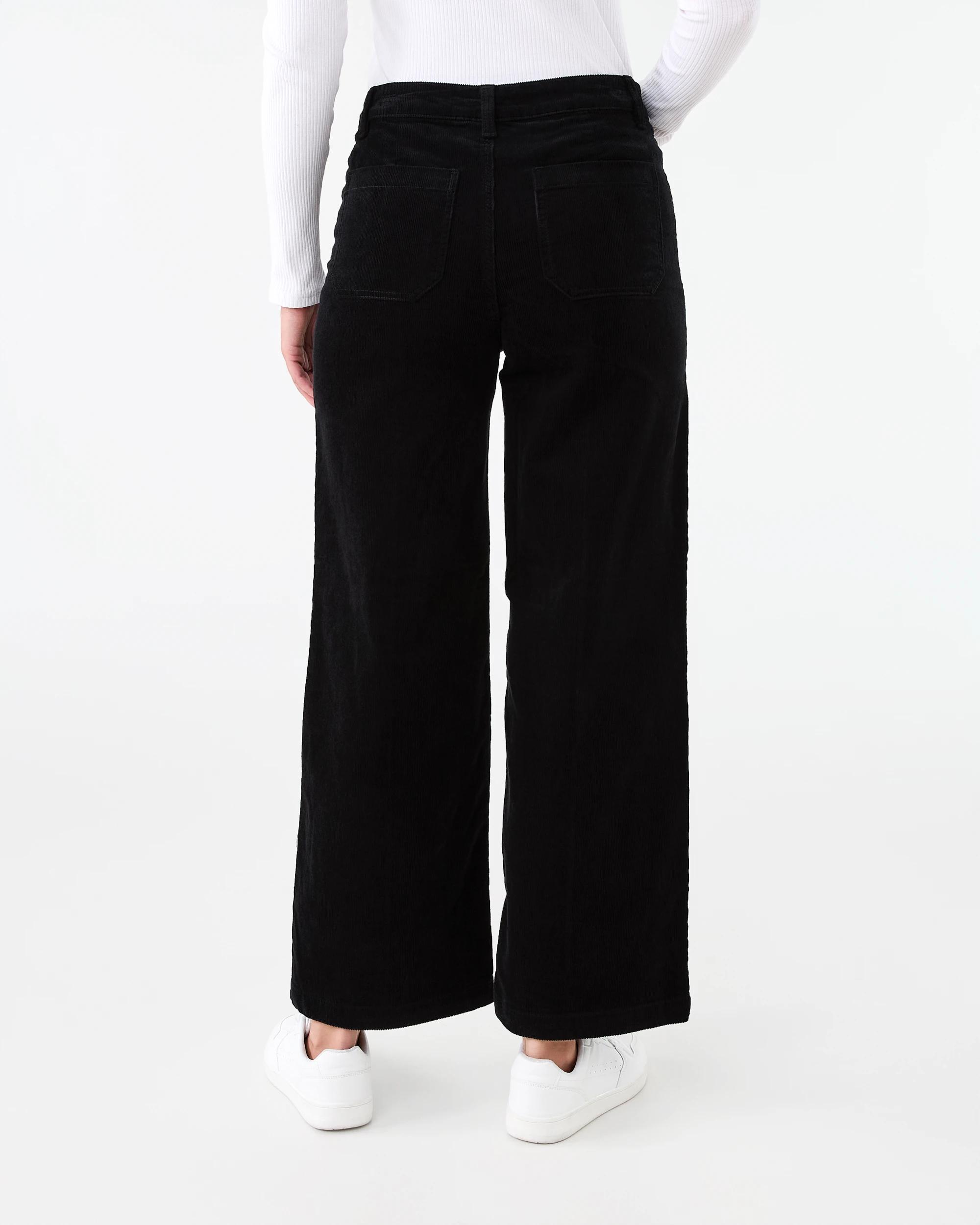 3 Pocket Front Wide Leg Corduroy Pants Black, 3 of 7