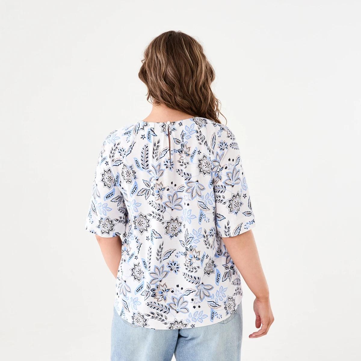 3 Short Sleeve Tuck Top CHINTZ NAT BEIGE, 3 of 5