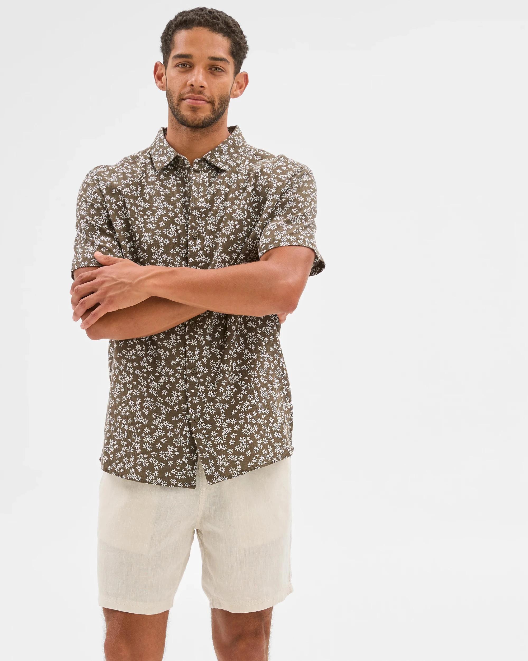 2 Target Crinkle Floral Print Shirt MUSHROOM, 2 of 6