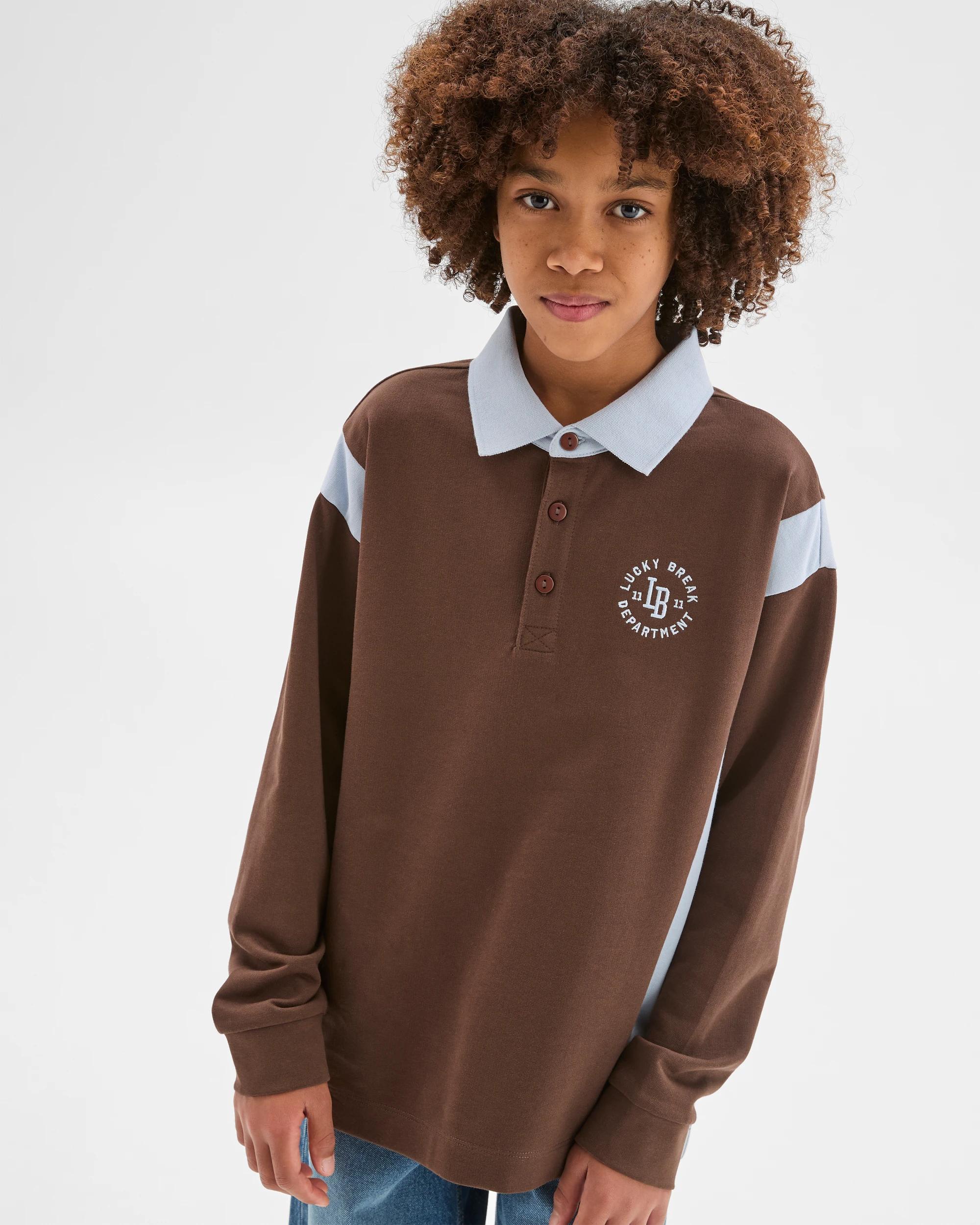 3 Target Kids Australian Cotton Long Sleeve Panelled Rugby T-Shirt , 3 of 6