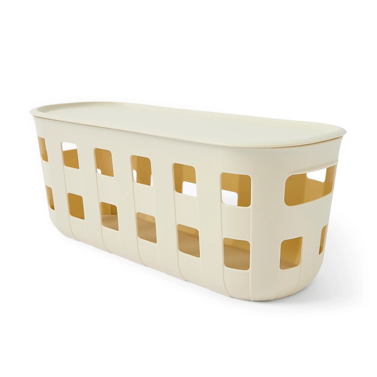 2 5.6L Rectangle Trellis Basket with Lid - Beige, 2 of 10