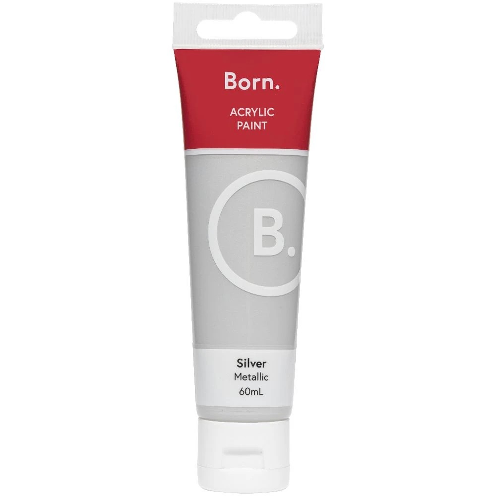 2 Born Acrylic Paint 60mL Metallic Silver, 2 of 3