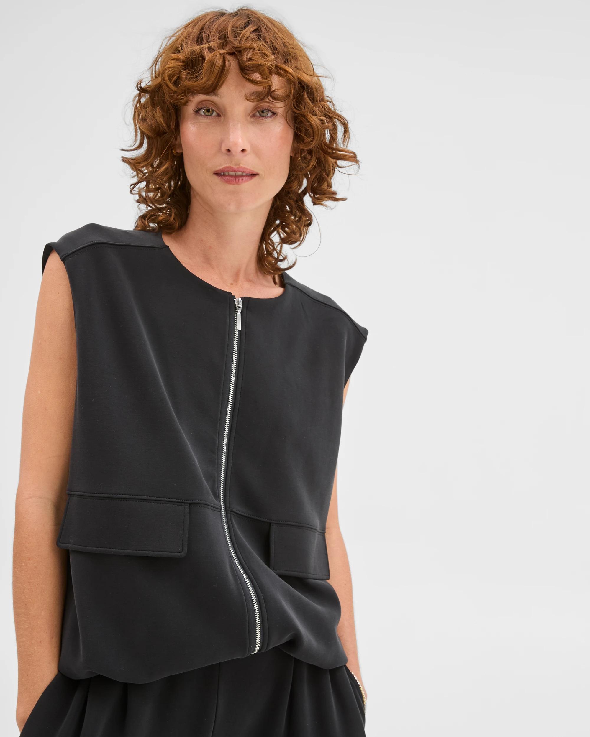 3 Target Woman Suede Touch Sleeveless Zip Through Vest WASHED BLACK, 3 of 6