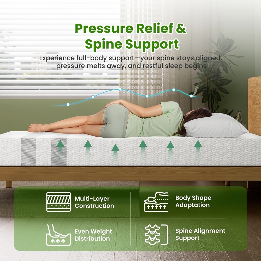 8 BedStory Queen Memory Foam Mattress 20cm Cooling Gel Foam Mattress in a Box Medium Soft Feel - Queen Bed - White, 8 of 10