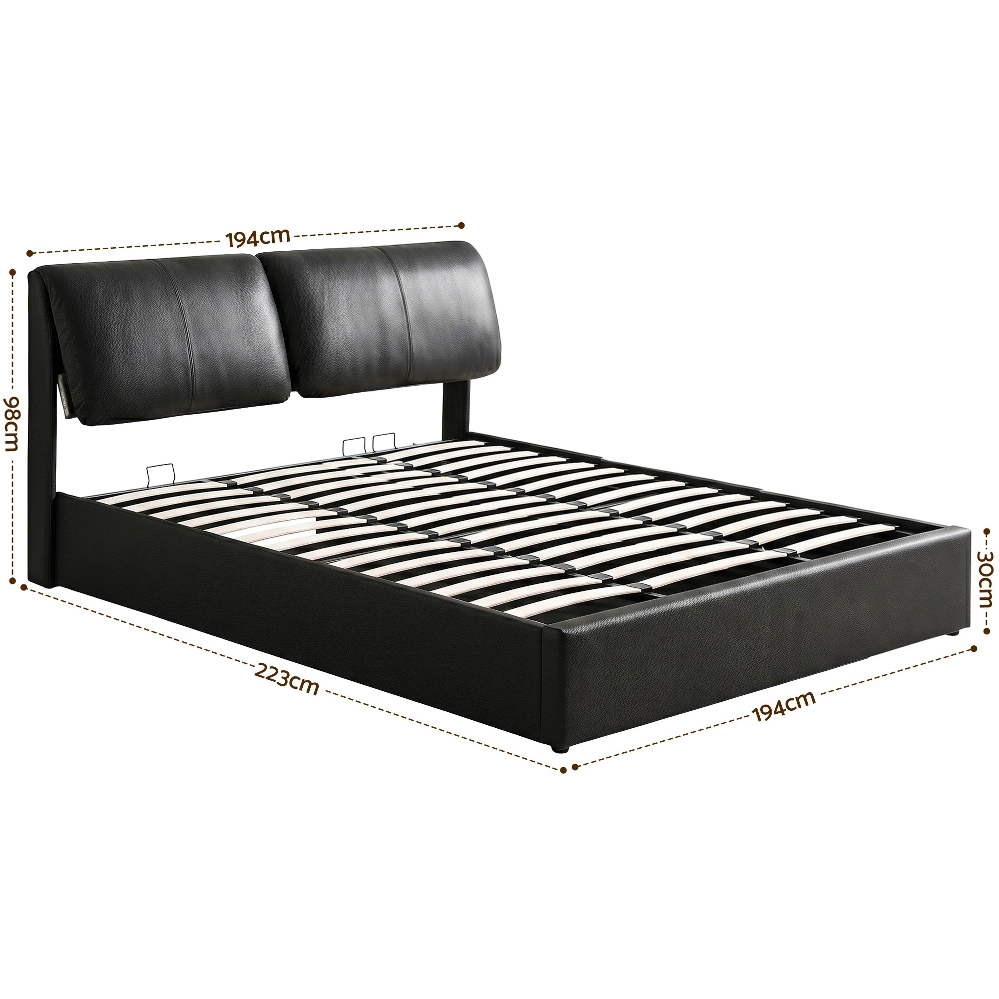 8 Artiss King Bed Frame Gas Lift Storage 3 Drawers Adjustable Headboard Platform Bed - Black, 8 of 9