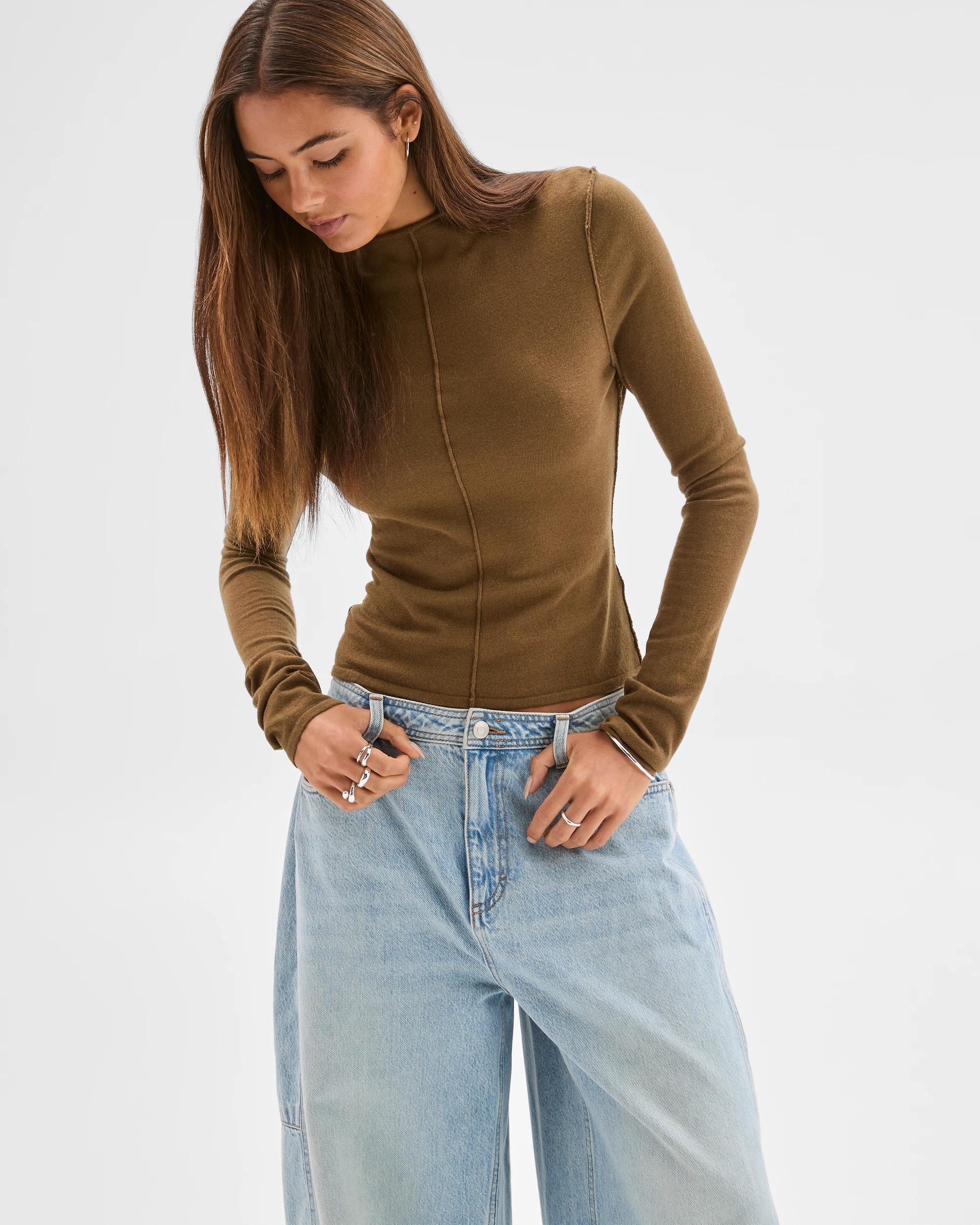 2 Lily Loves Exposed Seam Skivvy Top DEEP MOSS, 2 of 6