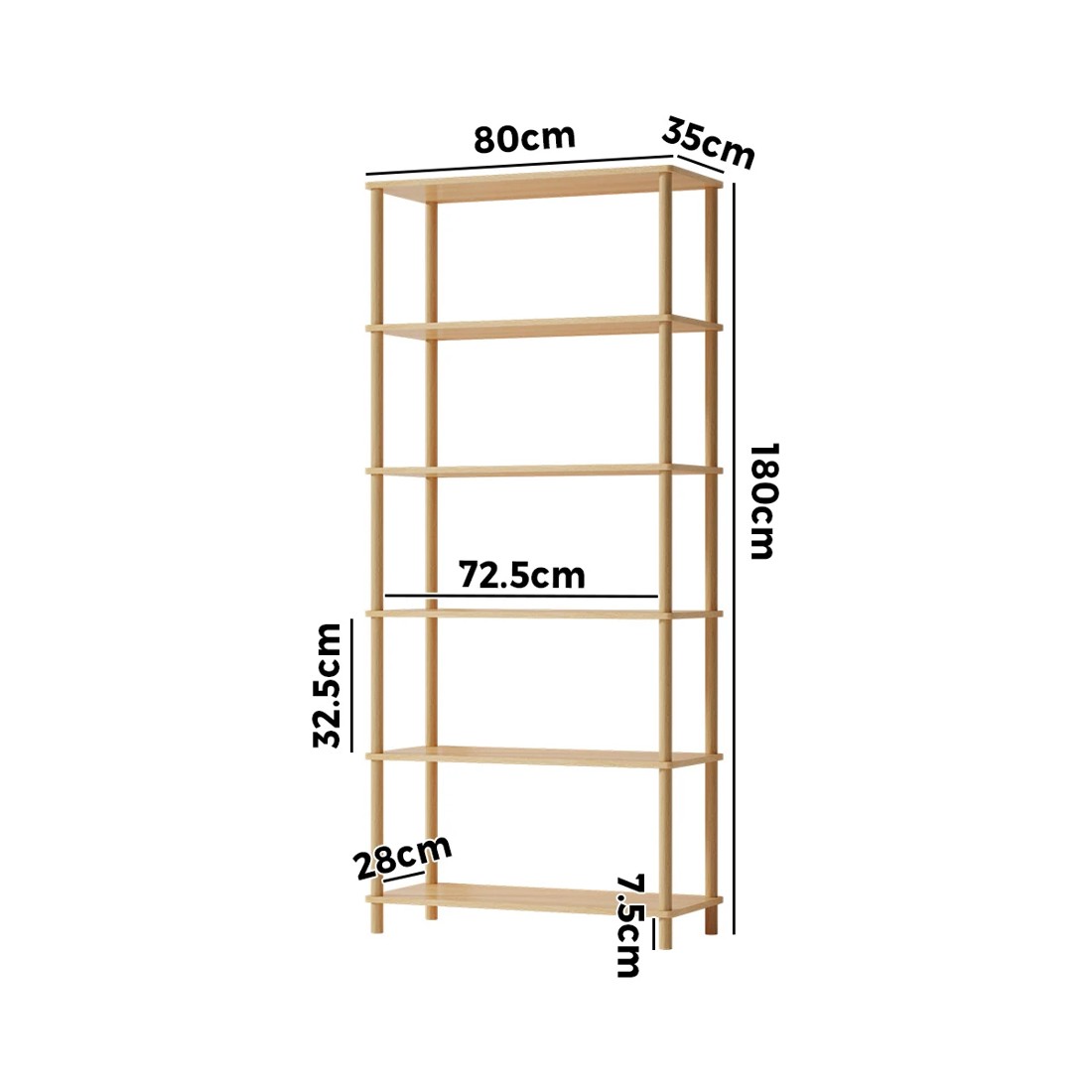4 Oikiture Bookshelf 5 Tier Display Shelf Storage Shelves Stand Rack
 - natural, 4 of 10