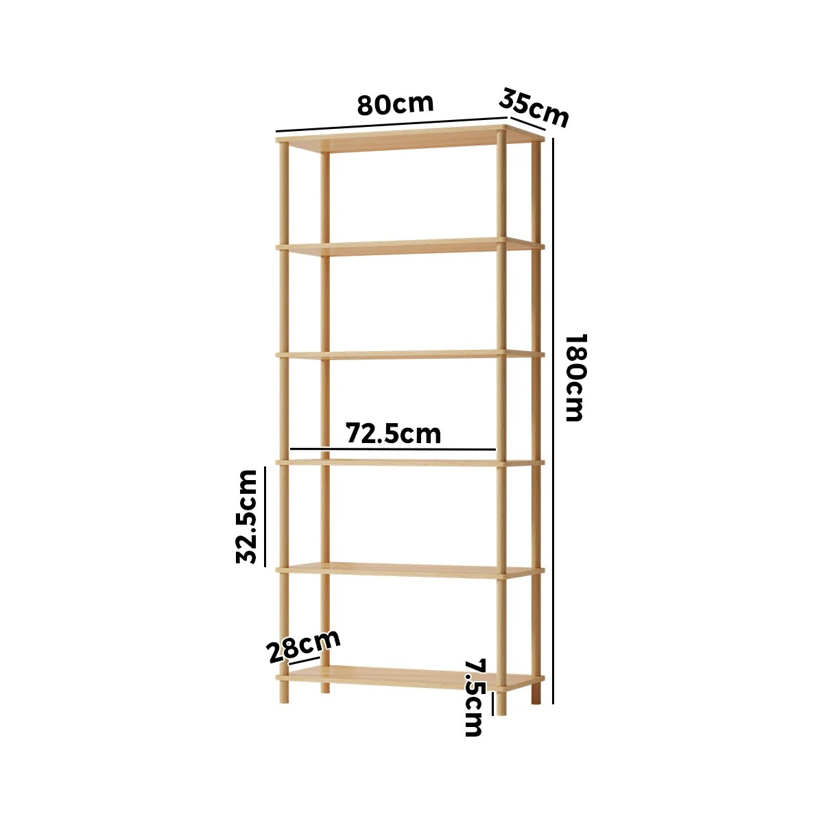 4 Oikiture Bookshelf 5 Tier Display Shelf Storage Shelves Stand Rack
 - natural, 4 of 10