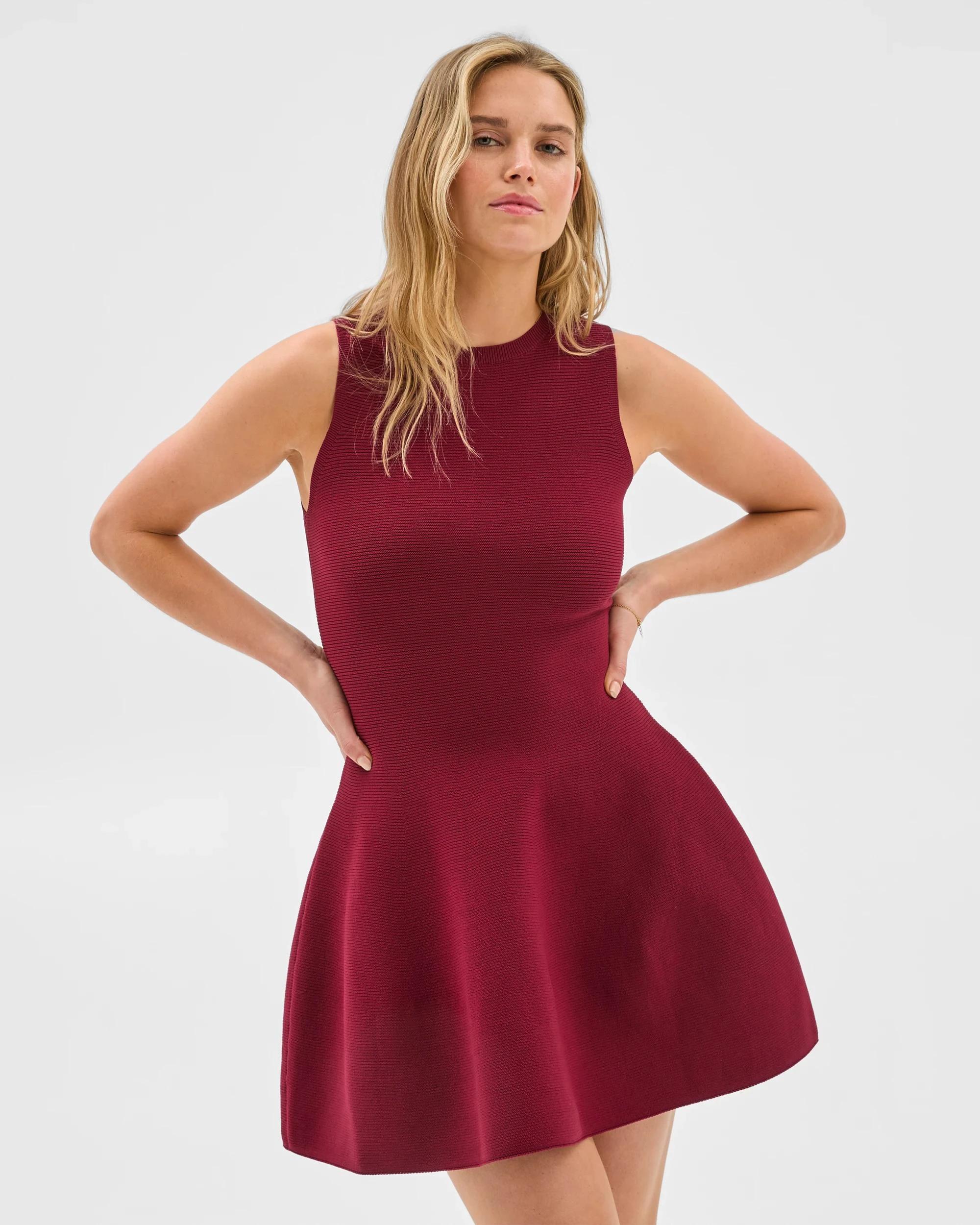 3 Fit and Flare Knit Dress - Lily Loves CRANBERRY, 3 of 7