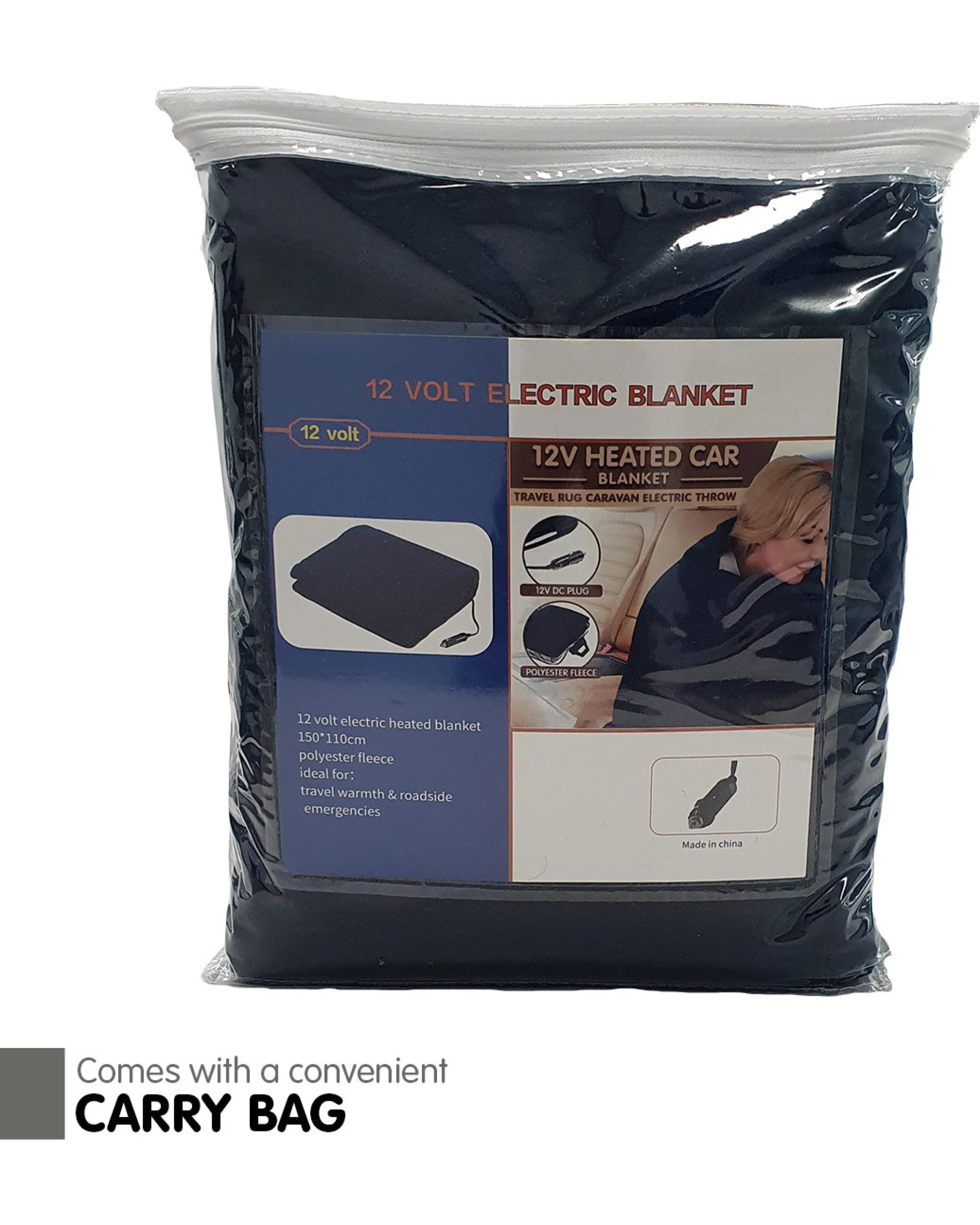 6 Laura Hill Heated Electric Car Blanket 150x110cm 12v - Navy Blue
 - Single Bed, 6 of 9