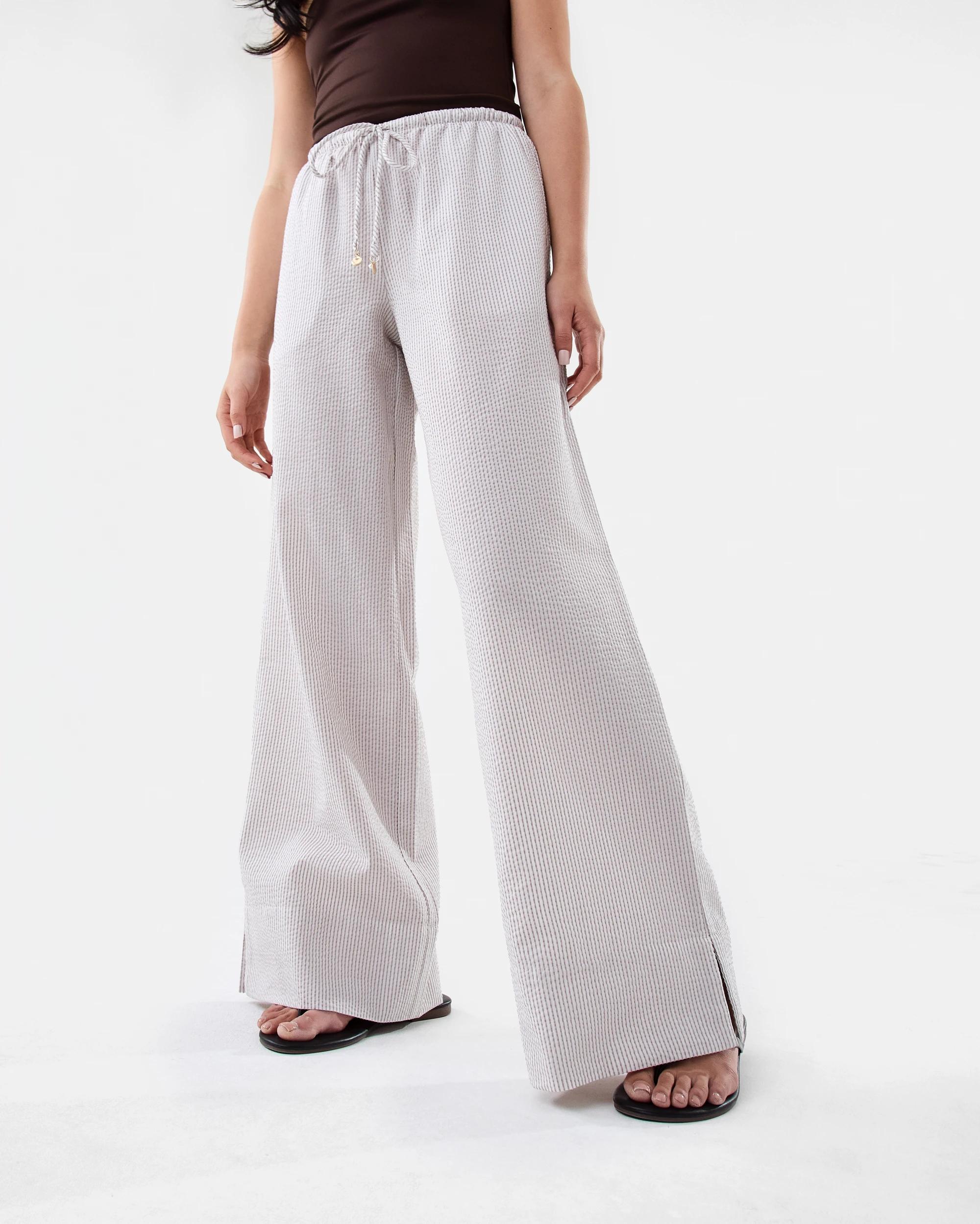 1 Pull-On Textured Pants Brn Stripe, 1 of 7