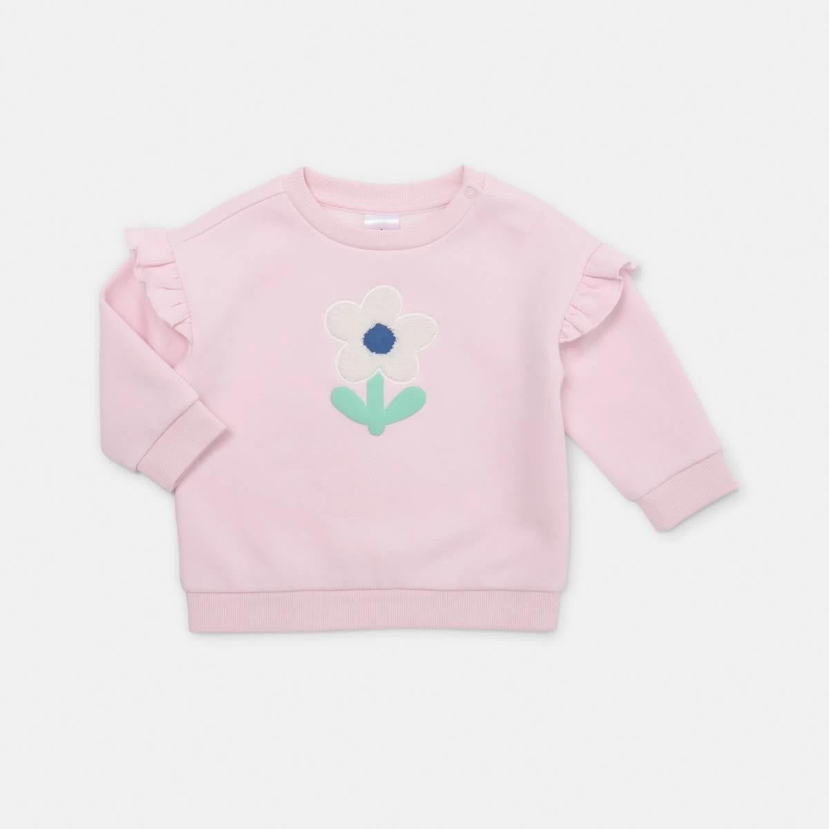 1 Frill Drop Shoulder Sweatshirt Pnk Flower, 1 of 4