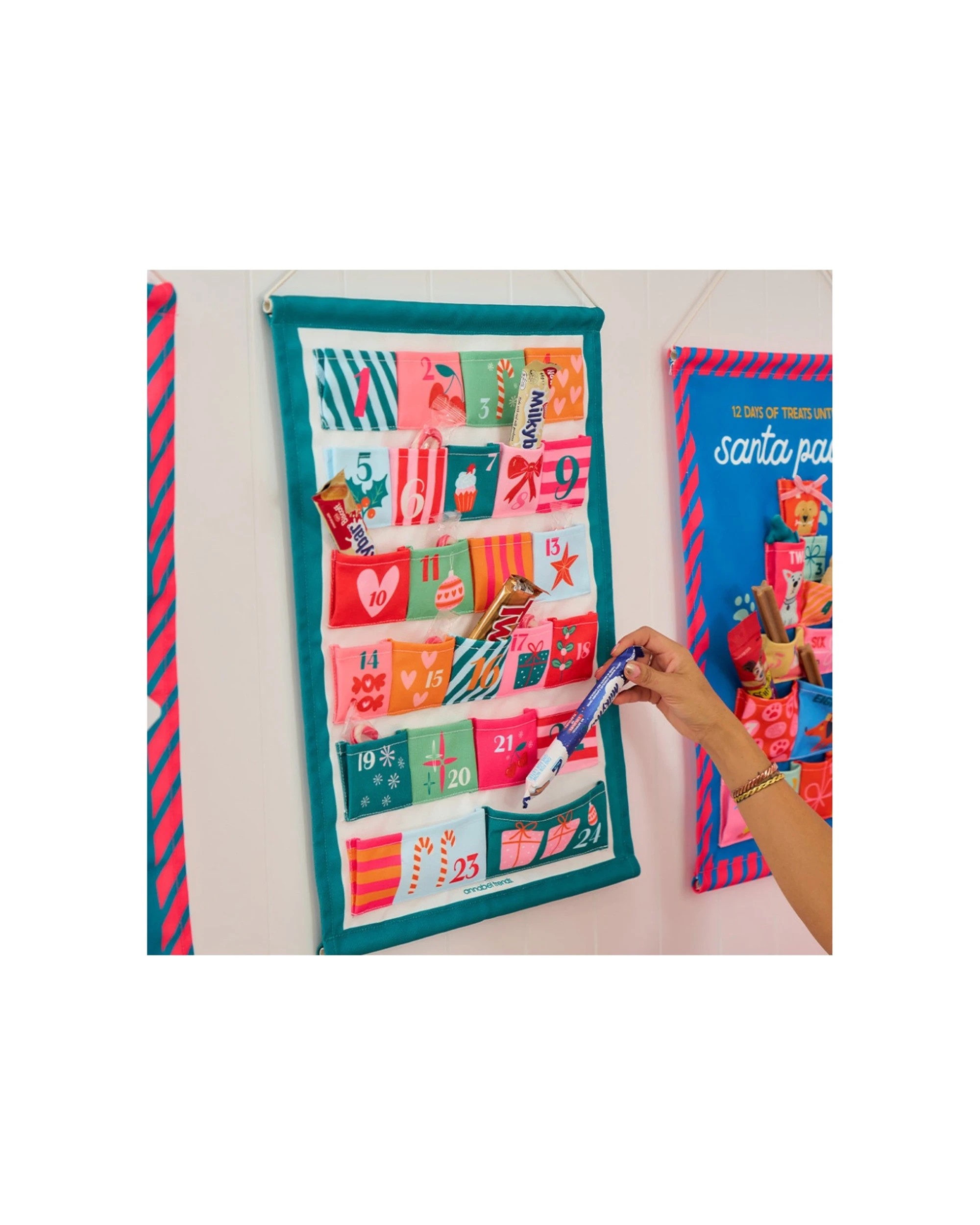 2 Annabel Trends Reusable Fabric Christmas Advent Calendar Polyester 39x58.5cm - Multi, 2 of 3