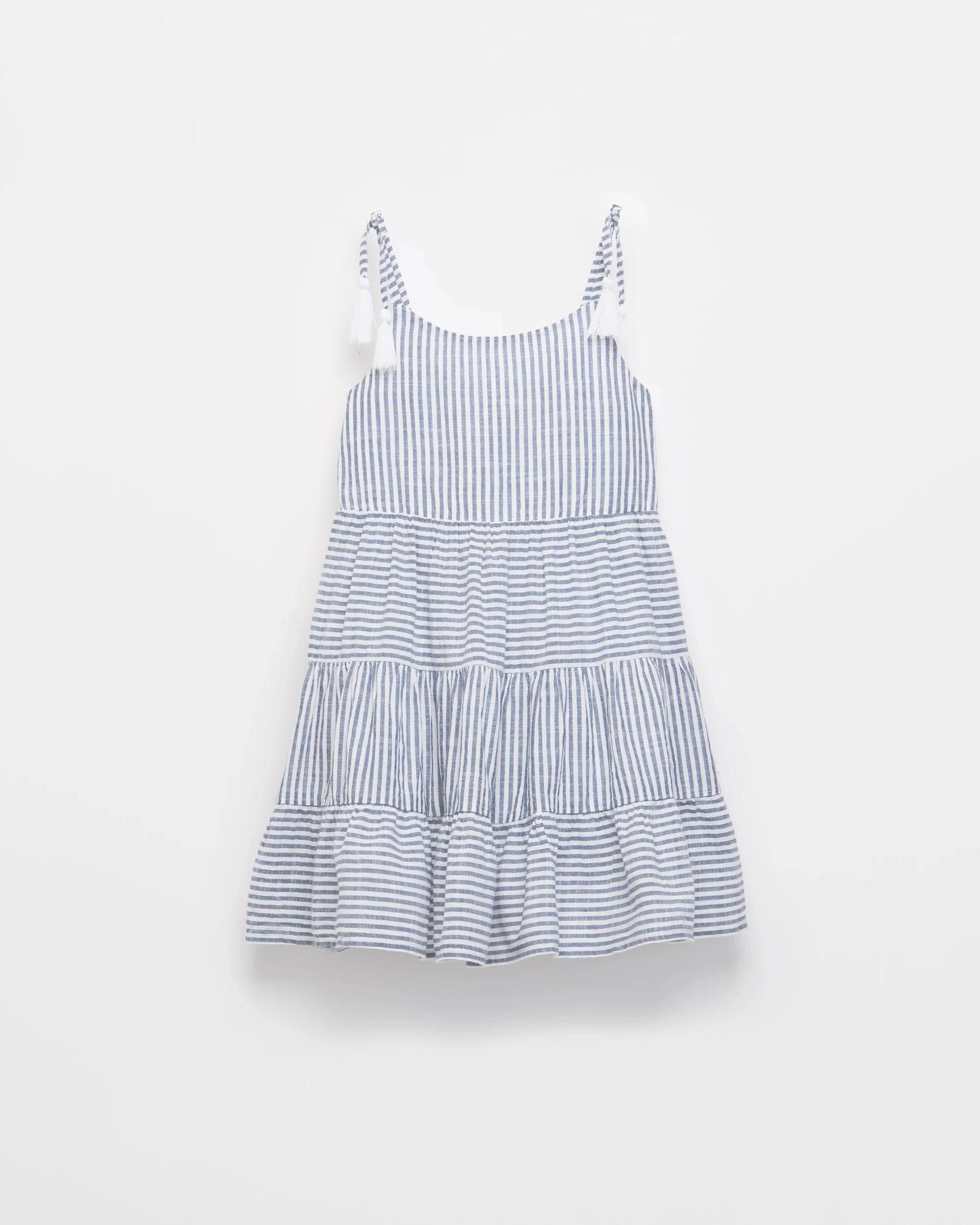 5 Target Woven Tiered Trextured Dress VINTAGE INDIGO STRIPE, 5 of 6