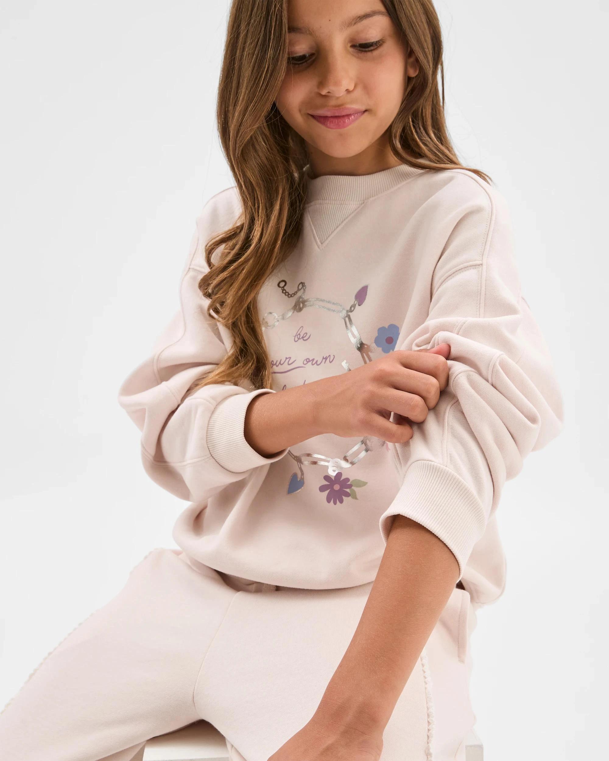 3 Target Kids Australian Cotton Blend Long Sleeve Fleece Top PASTEL PARCHMENT, 3 of 8