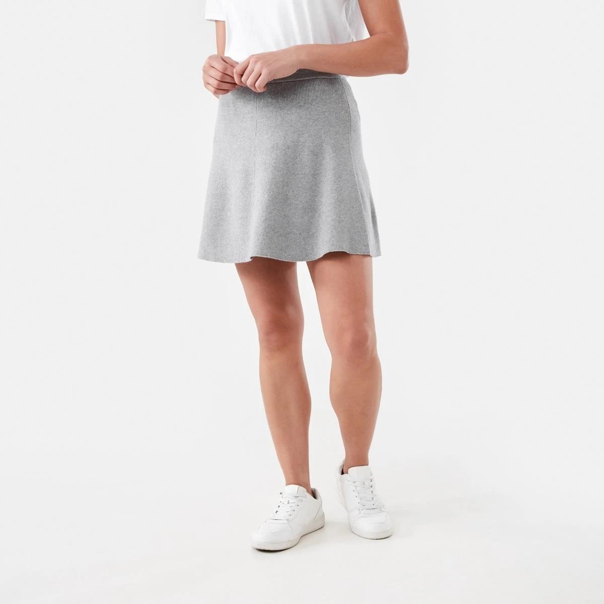 5 True Knit Rib Mini Skirt Grey Marle, 5 of 5
