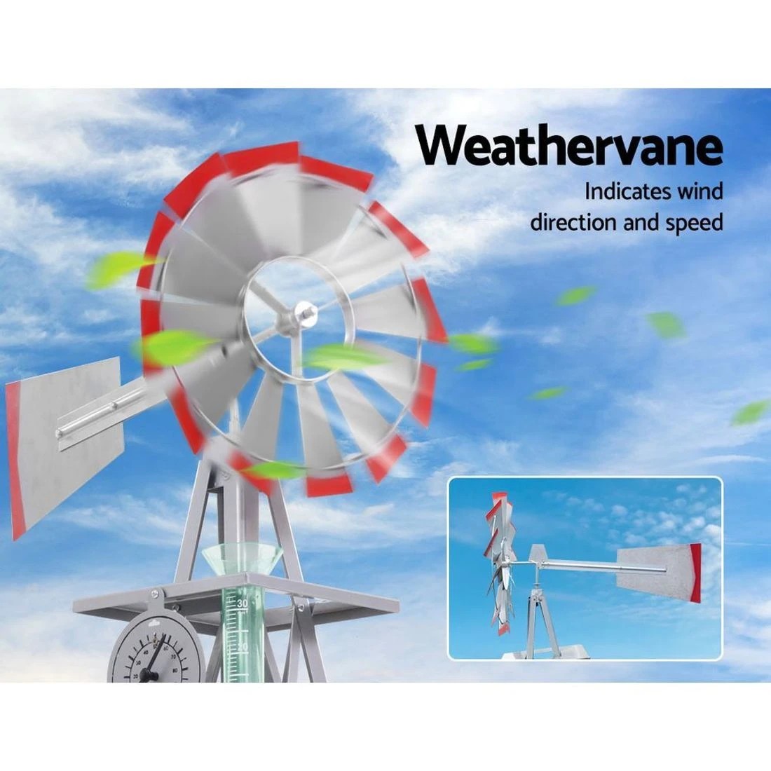 3 Gardeon Garden Windmill 8FT 245cm Metal Ornaments Outdoor Decor Ornamental - Grey, 3 of 7