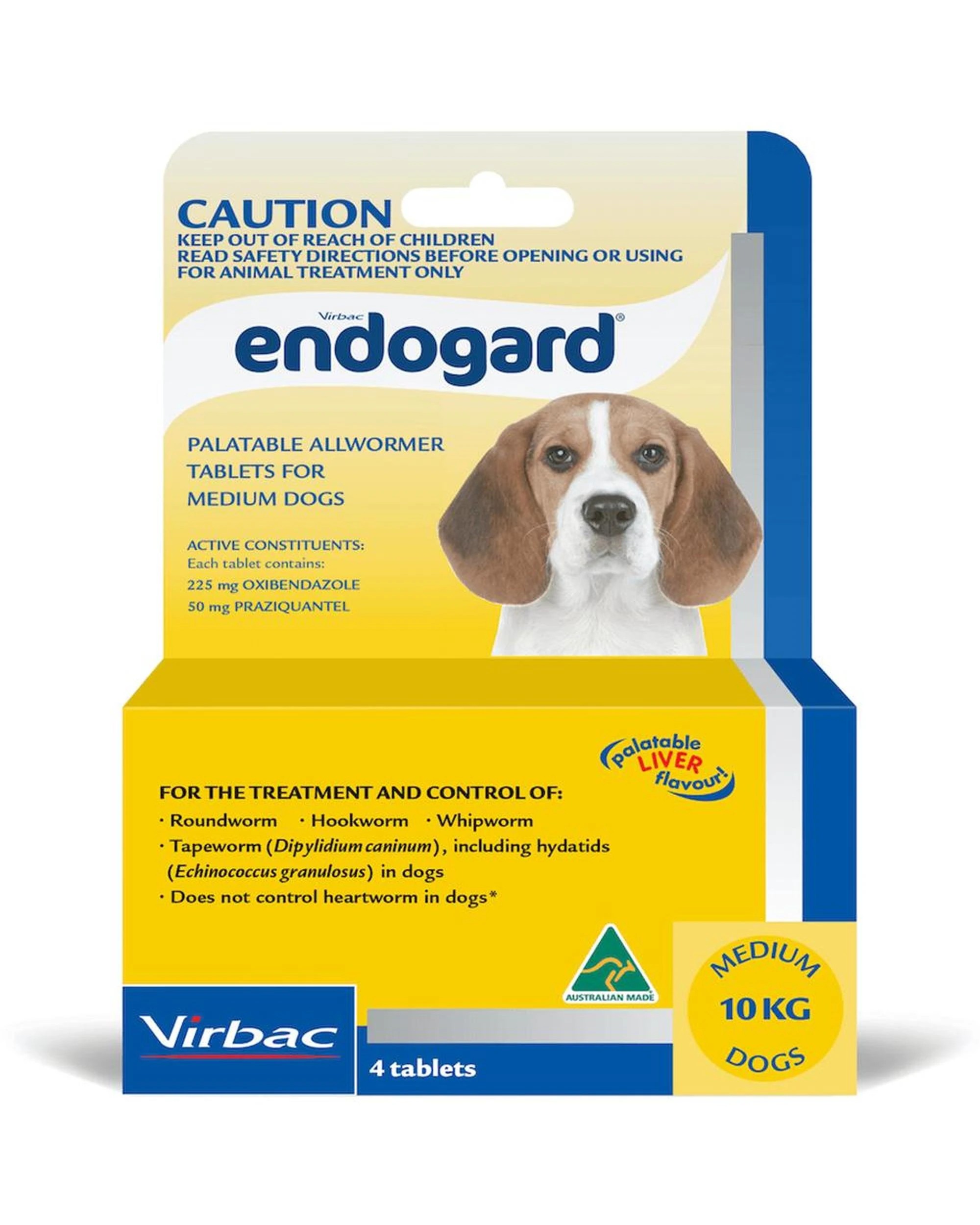 1 Endogard Broadspectrum All-Wormer Tablets for Medium Dogs 5-10kg 4 Pack, 1 of 1
