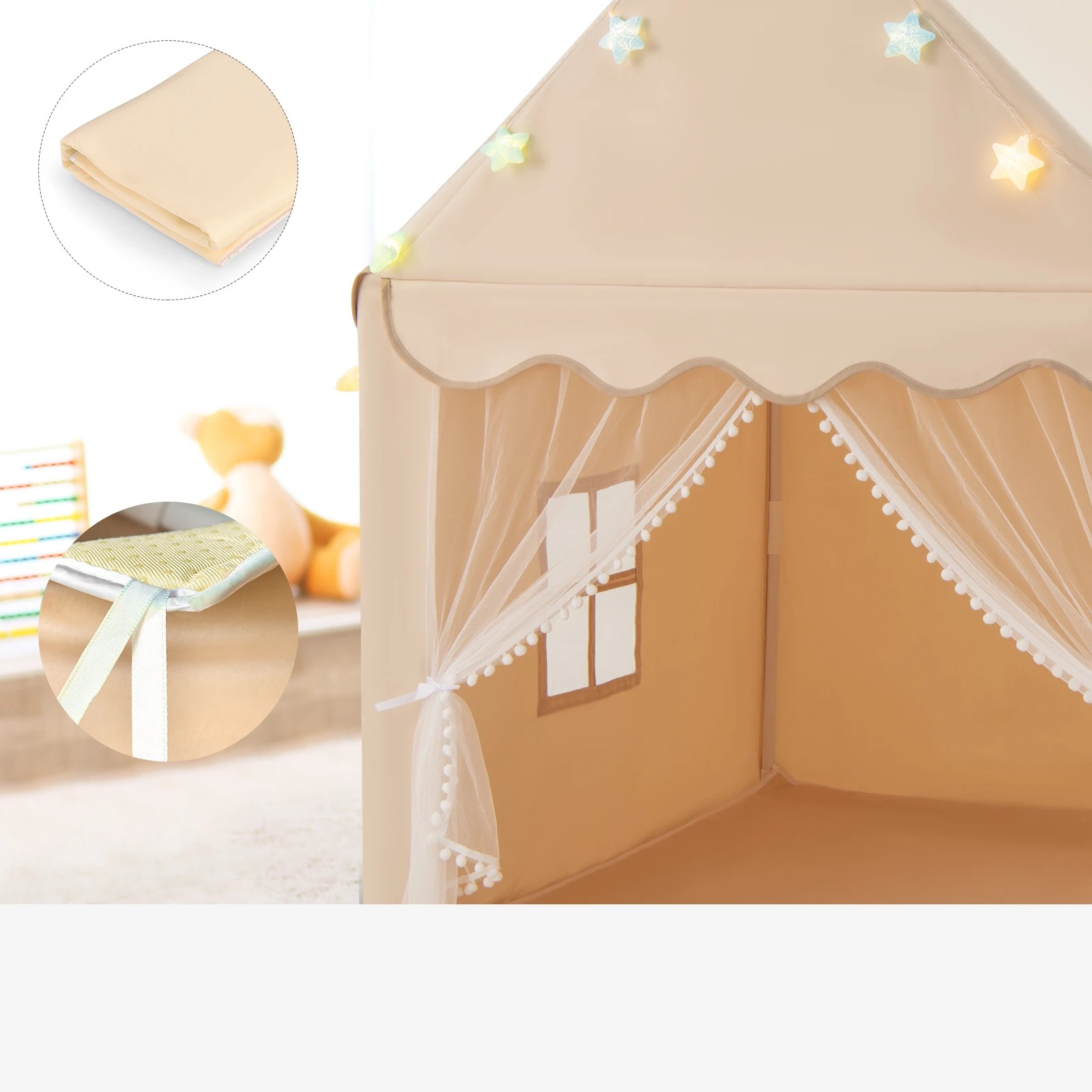 3 Costway Kids Play Tent Fairy Castle w/Star & Mat, 3 of 5