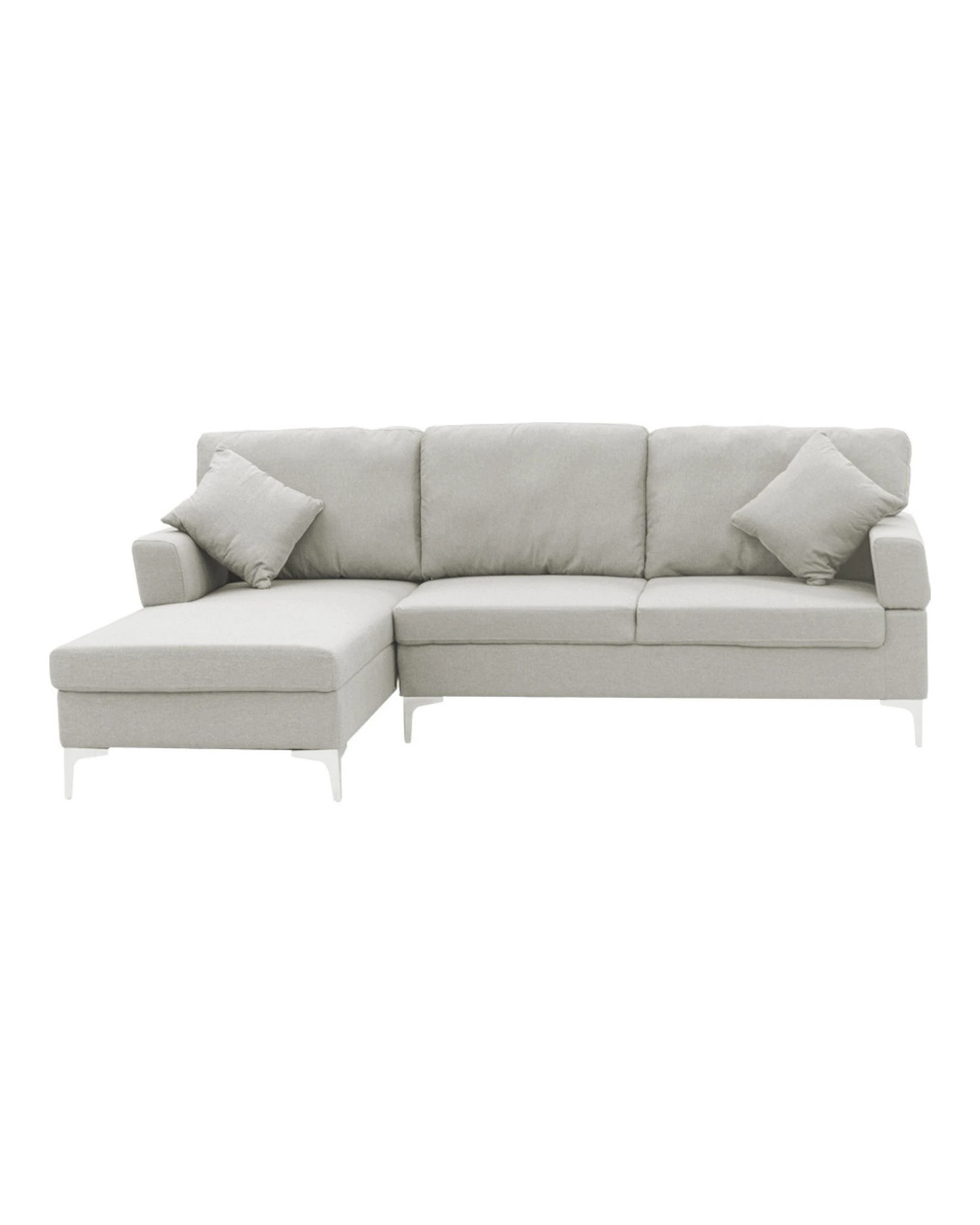 1 Sarantino Linen Corner Sofa Couch Lounge With Chaise Seat Light Grey, 1 of 8