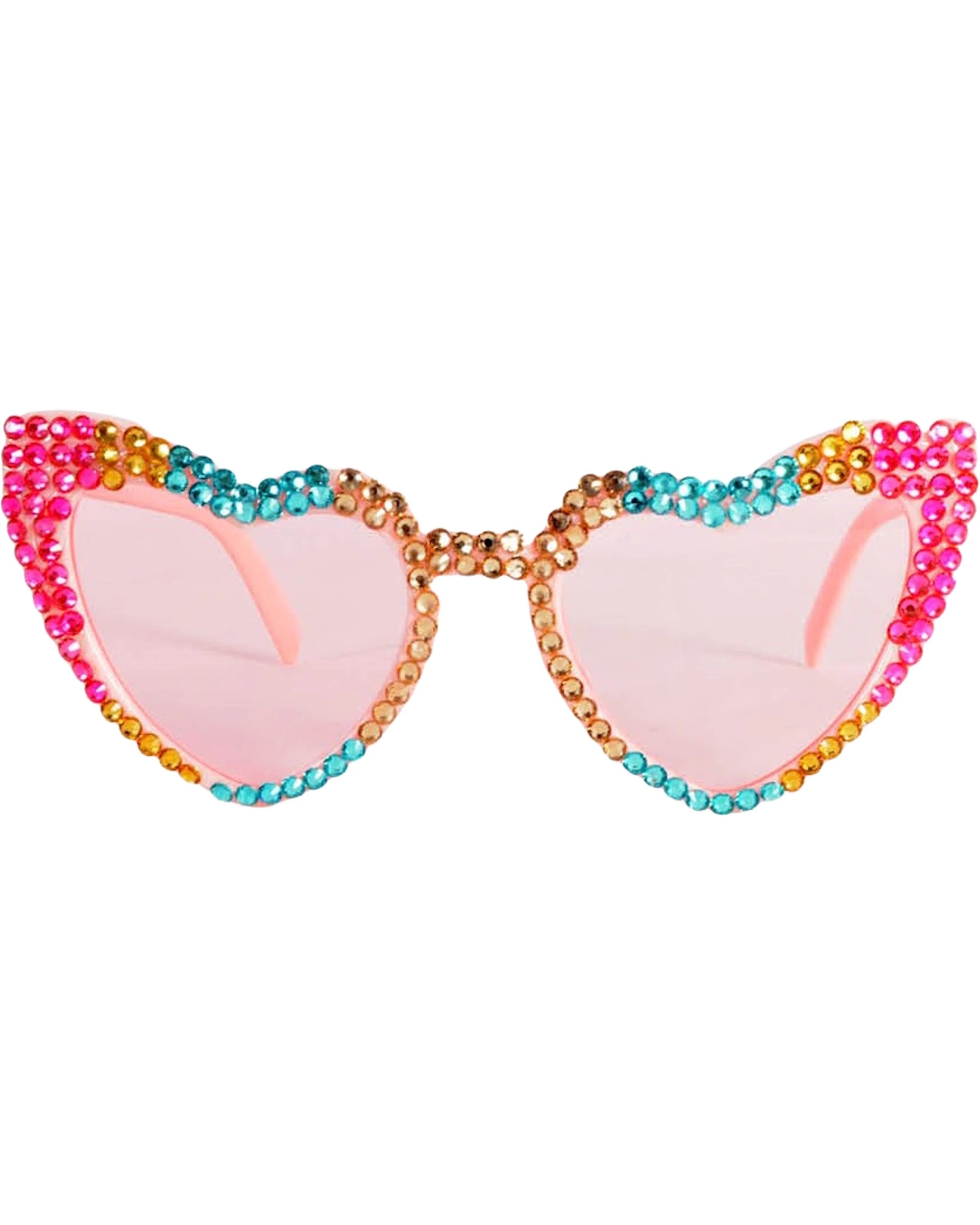 1 JD Party Colourful Diamante Heart Party Glasses - One Size - Multi, 1 of 1