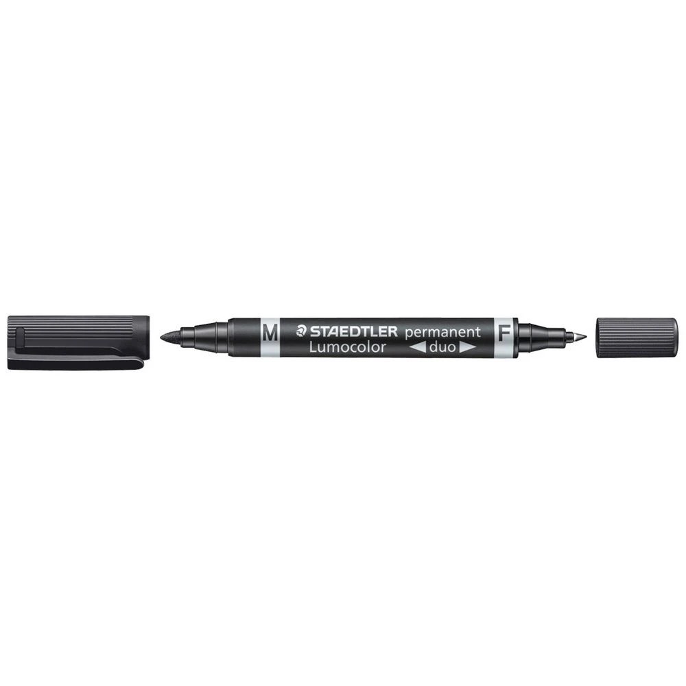 1 Staedtler Lumocolour Duo Permanent Pen Black, 1 of 4