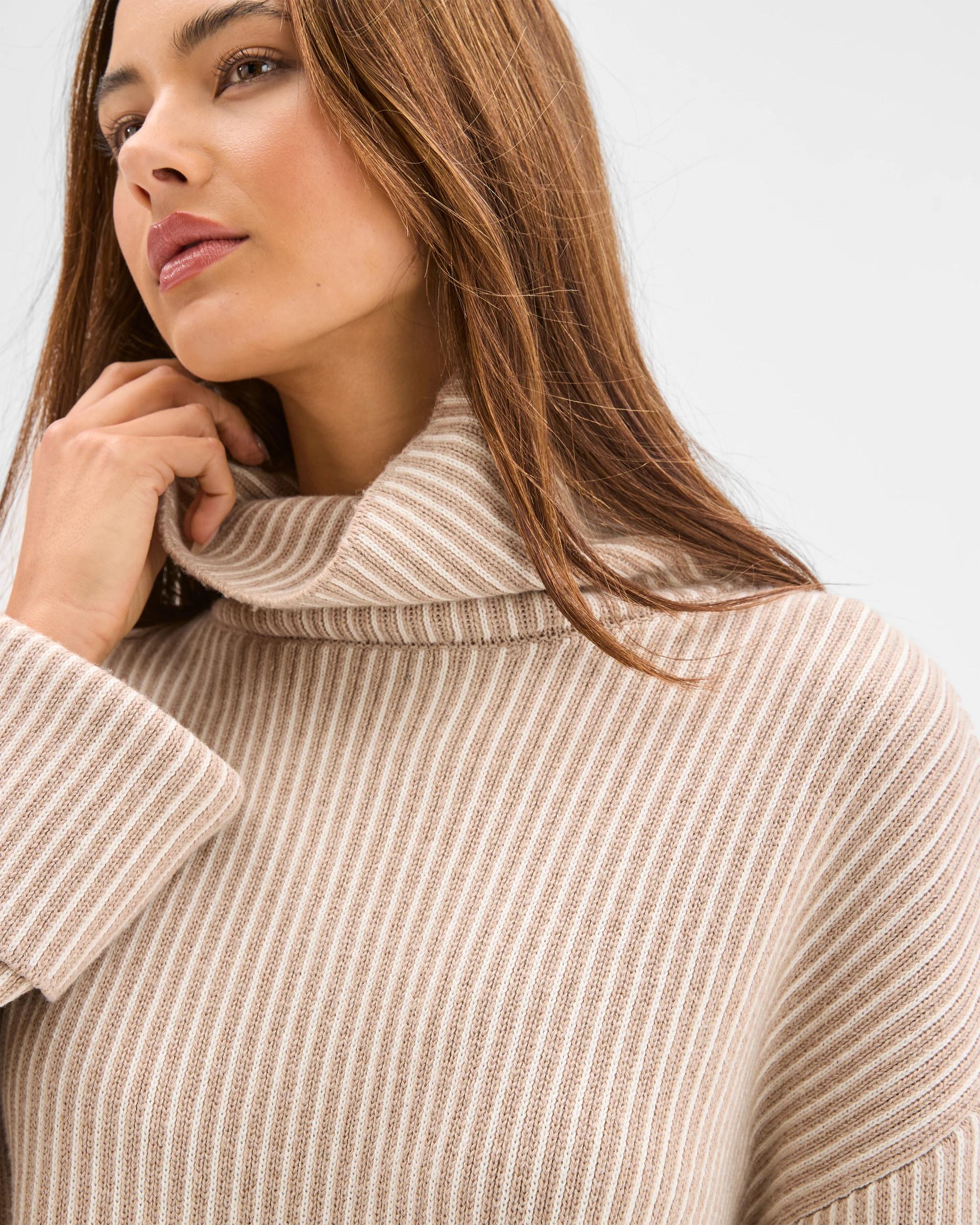 4 Lily Loves High Neck Rib Jumper LIGHT CREAM, 4 of 5