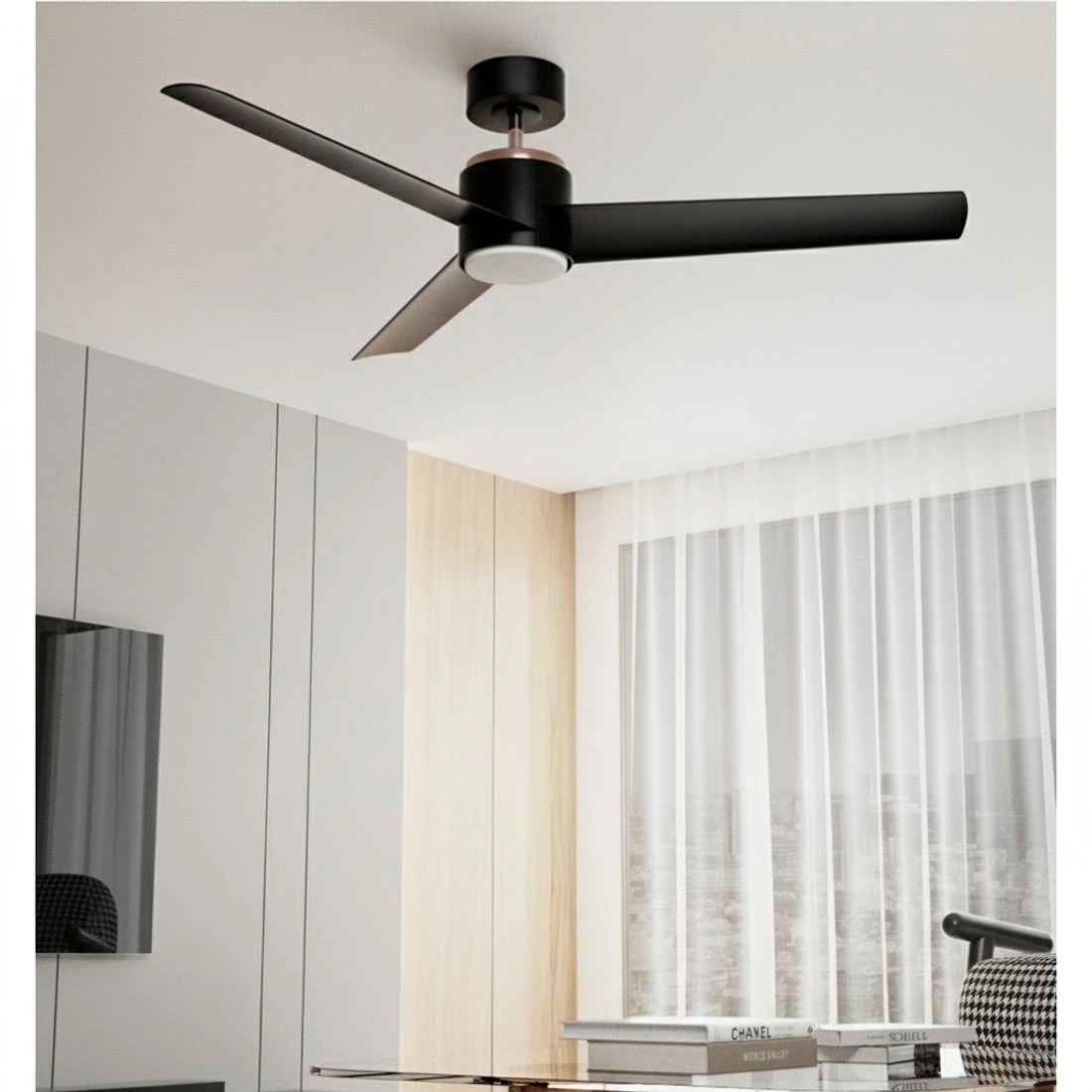 4 Devanti 52'' Ceiling Fan DC Motor w/Light w/Remote - Black, 4 of 6