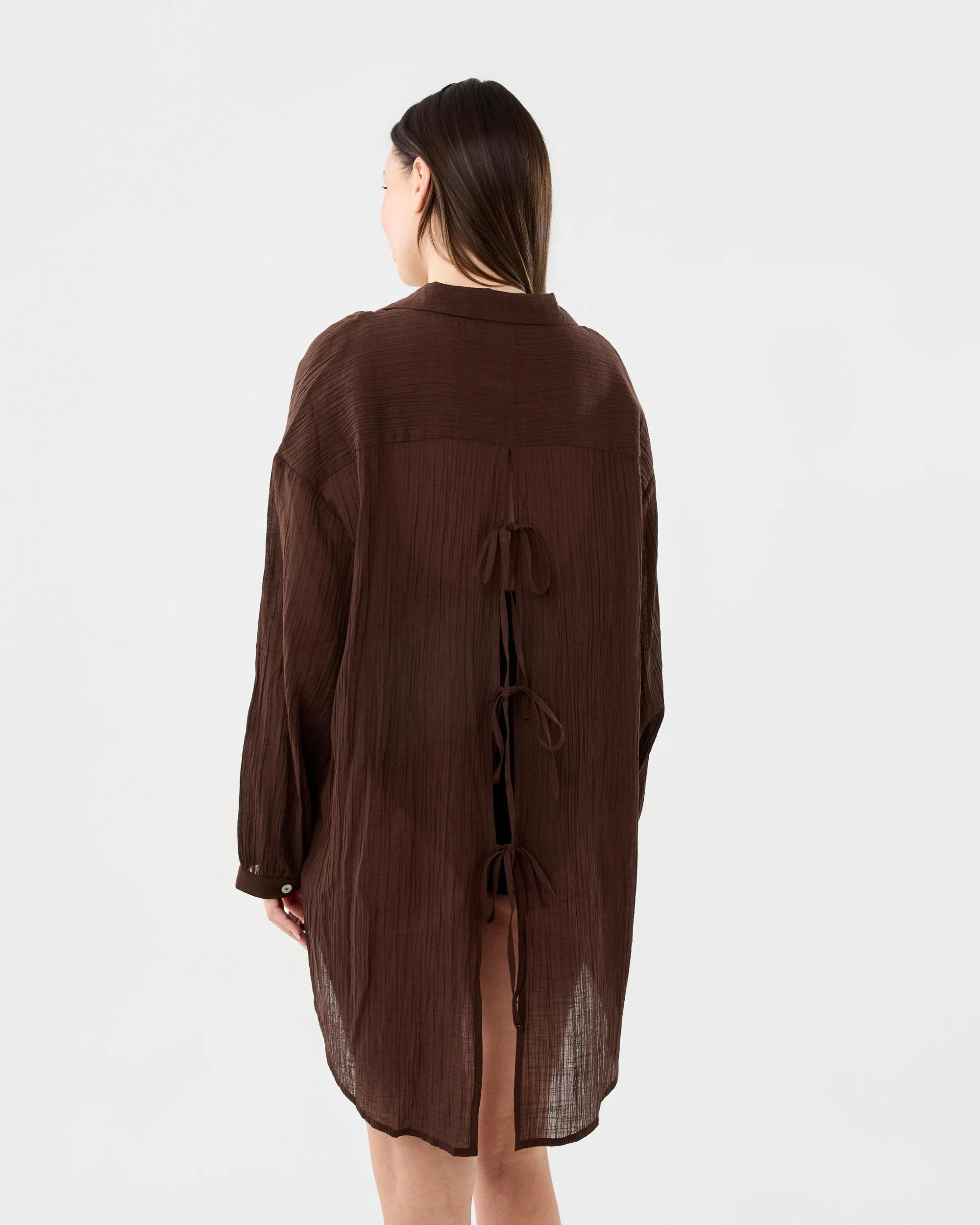 3 Tie Up Beach Shirt Melt Brown, 3 of 9