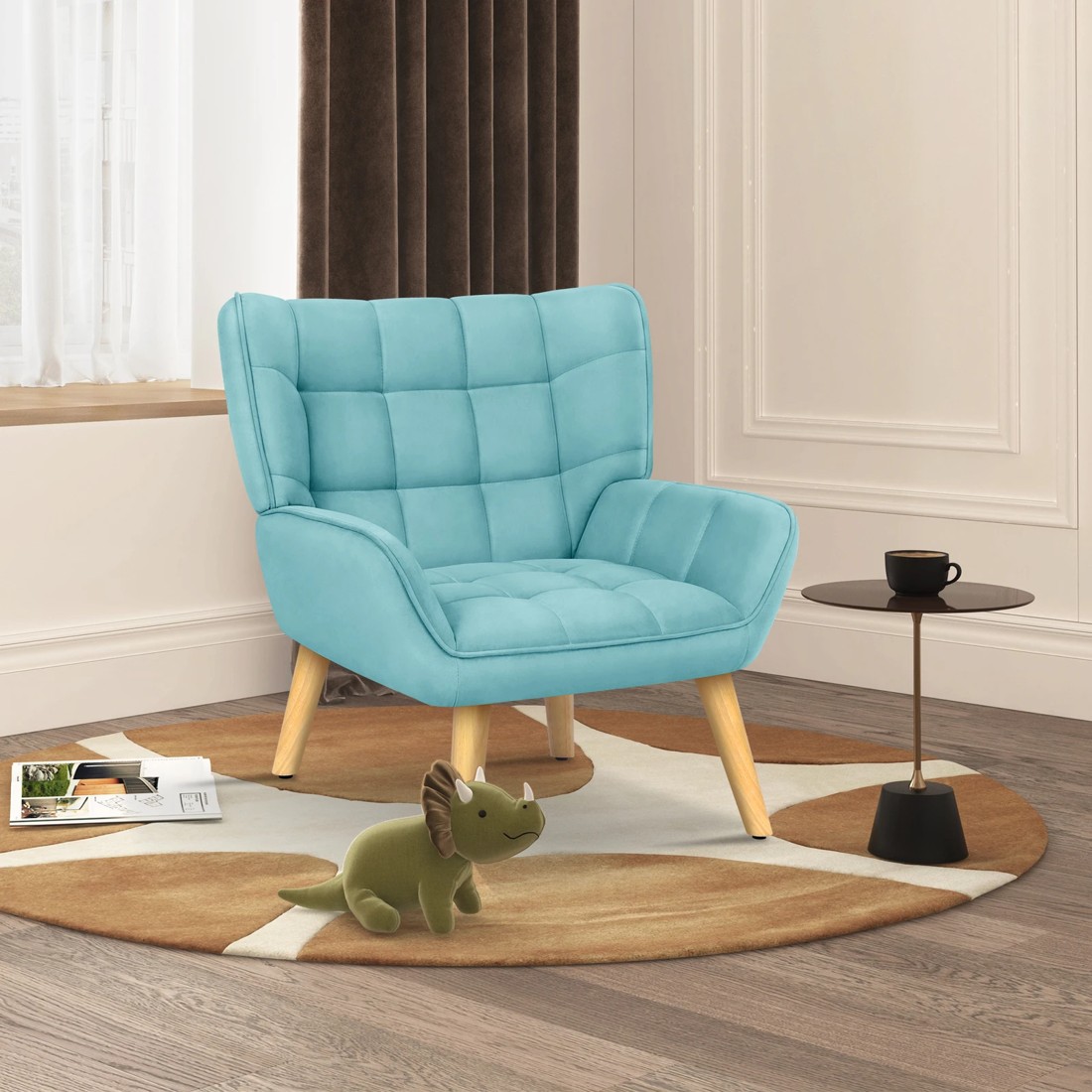 5 Alfordson Armchair Accent Chair Upholstered Lounge Sofa Tub Couch Velvet - Blue, 5 of 9