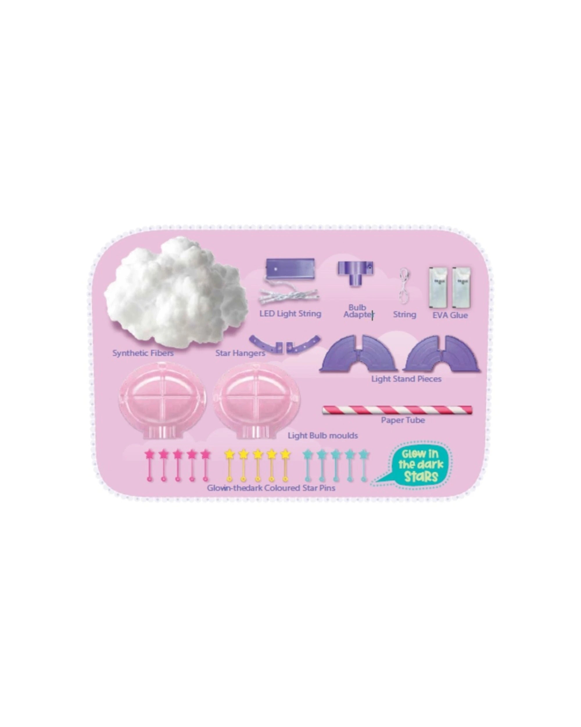 2 4M KidzMaker Make Your Own Fluffy LED Cloud Light Kids DIY Craft Kit 42cm - Multi, 2 of 2