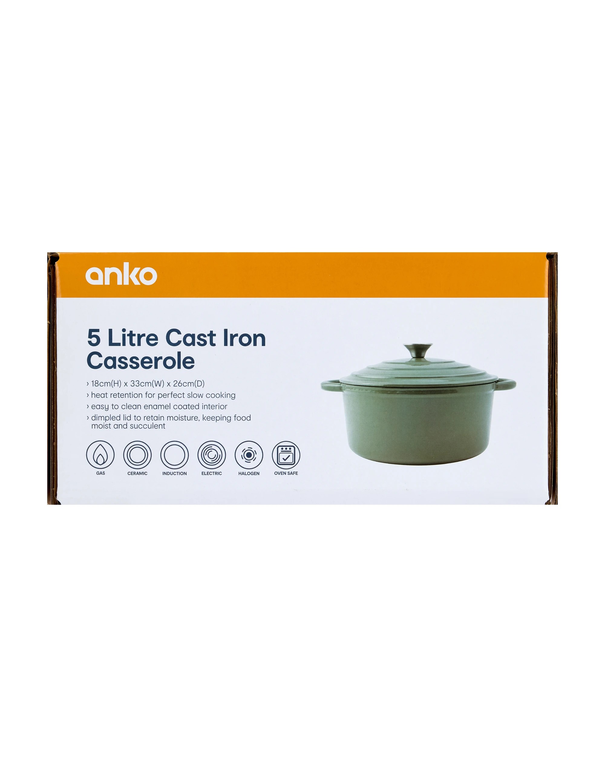 8 5L Cast Iron Casserole - Green, 8 of 8